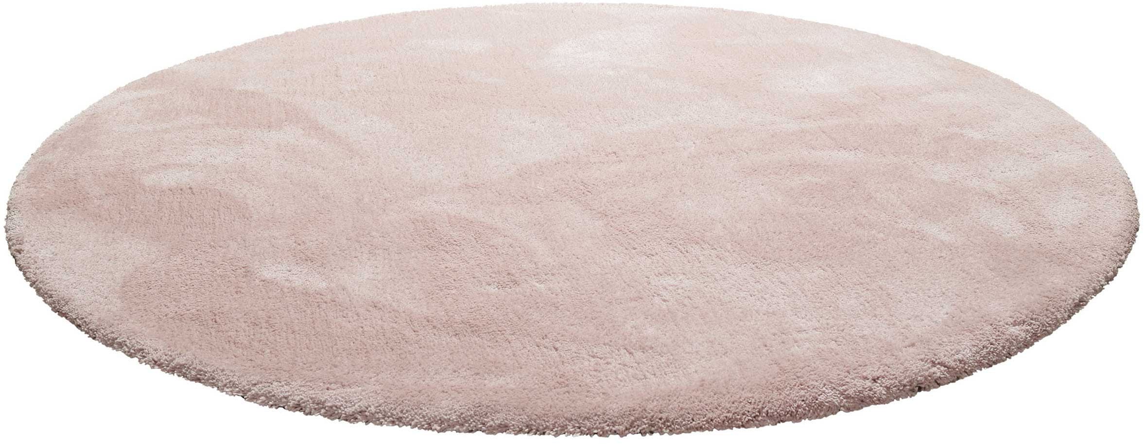 Homie Living Teppich »Pisa«, rund, 25 mm Höhe, Hochflor, Microfaser, uni, weich, Shaggy, Wohnzimmer, Schlafzimmer