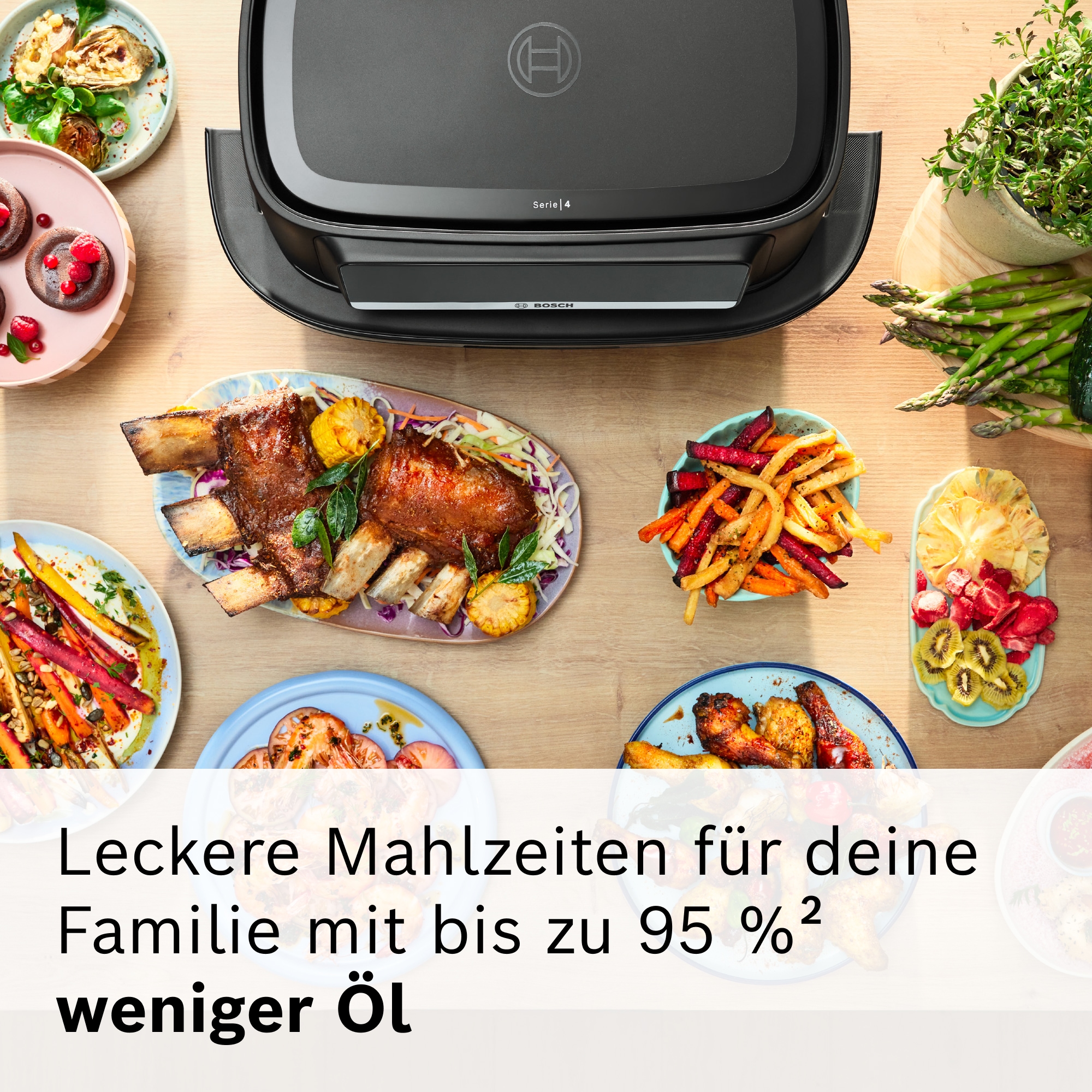 BOSCH Heißluftfritteuse »Airfryer MAFD490B7, Dualbasket, 10 L oder 2* 5L Kammern, schwarz« 2500 W PFAs frei, einfache Reinigung, 6 voreingestellte Programme