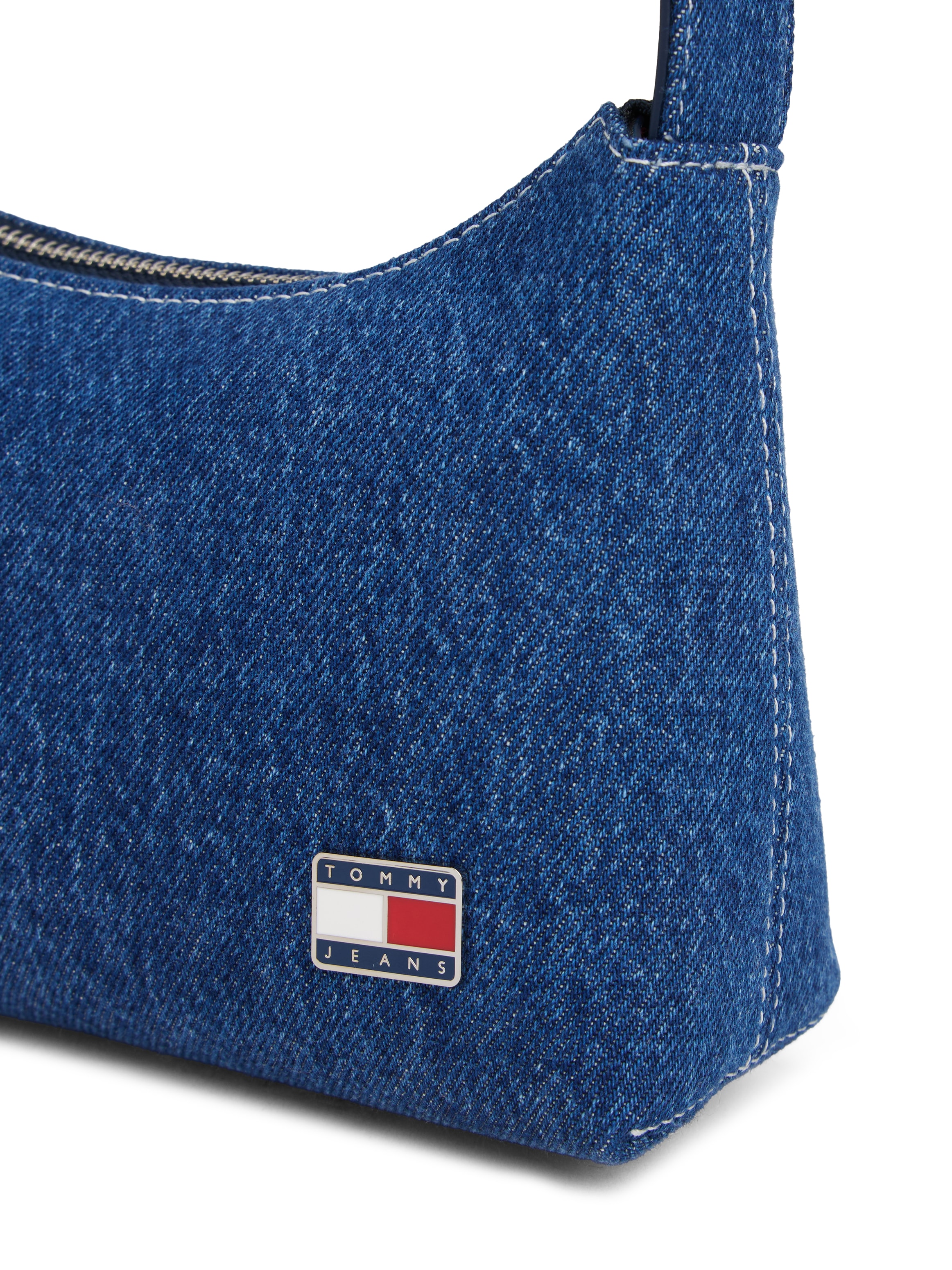 Tommy Jeans Schultertasche »TJW COOL DENIM SHOULDER BAG«, Damen Minibag, Umhängetasche mit Ziernähten