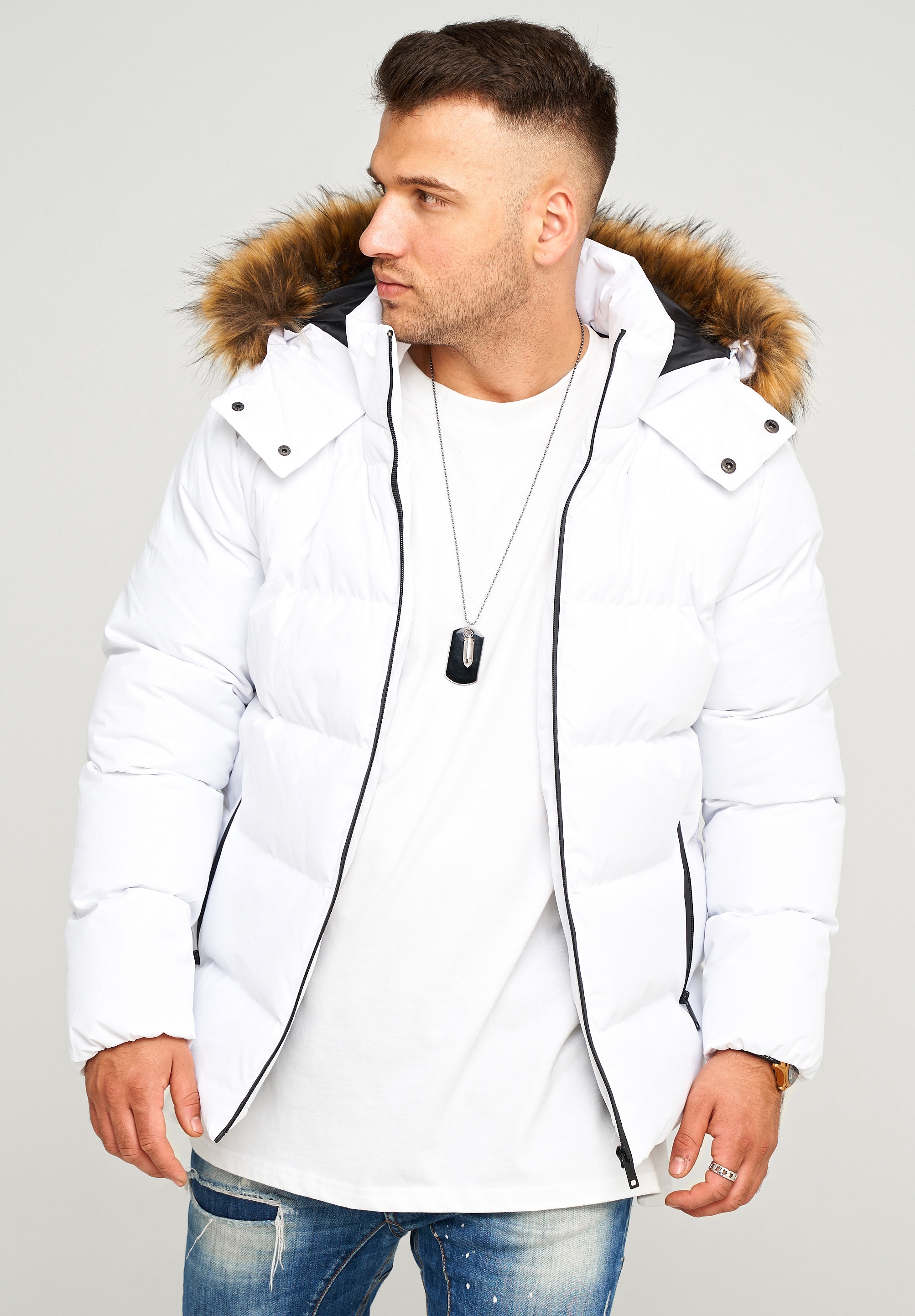 behype Steppjacke "BHBROWNS", mit abtrennbarer Kunstfellkapuze günstig online kaufen
