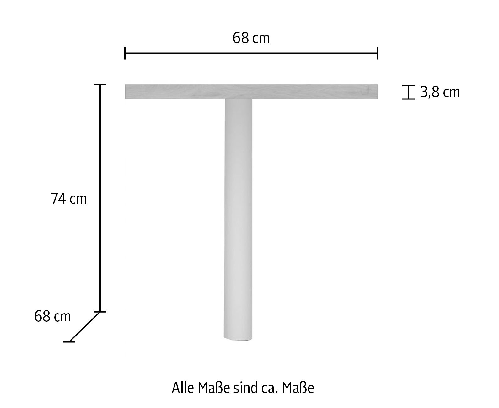 Home affaire Tischelement »Easy, 68 x 68 cm, Verbindungstisch, Anbautisch, Eckverbindung« mit Stützfuß, Ecke abgerundet-Viertelkreis, Tischplatte 38 mm stark