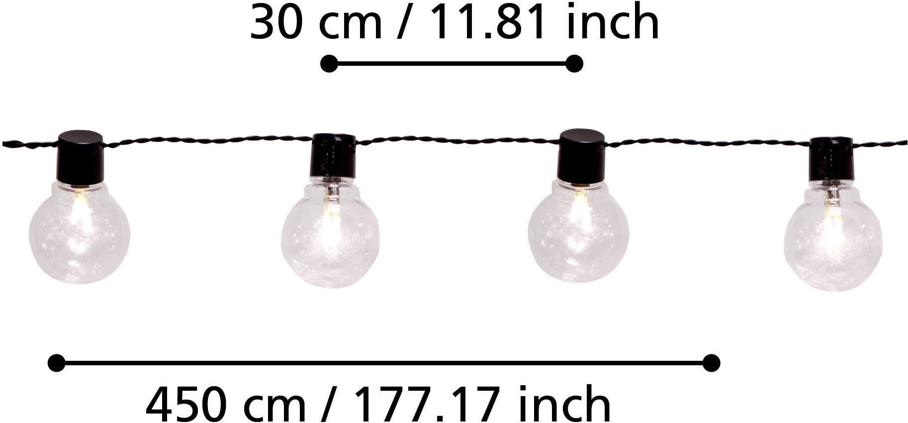 EGLO Lichterkette »LED Lichterkette , Balkon Deko, IP44, mit Glühbirnen, dekorative« 16 Stk.-flammig aus Kunststoff, 4,5m Kabel, 16 Birnen
