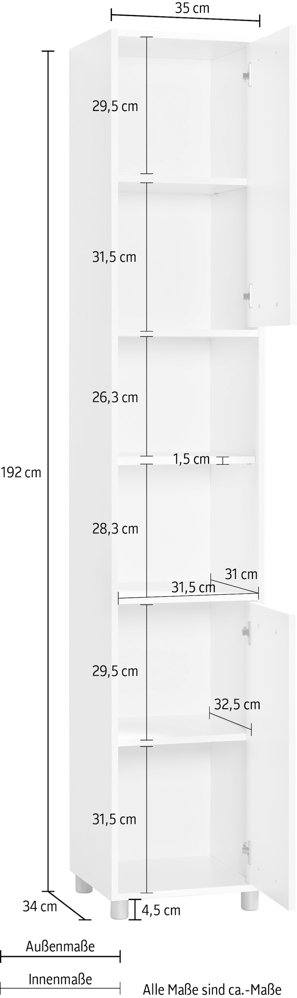 Procontour Hochschrank »Betty«, Breite 35 cm mit 6 Fächer kaufen | BAUR