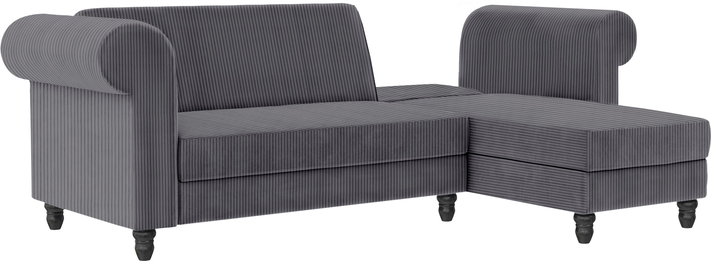 Dorel Home Ecksofa »Felix II, L-Form, Schlafsofa 241cm (Liegefl. 108/195 cm),«, verstellb. Rückenlehne, Recamiere wechselbar, Cord