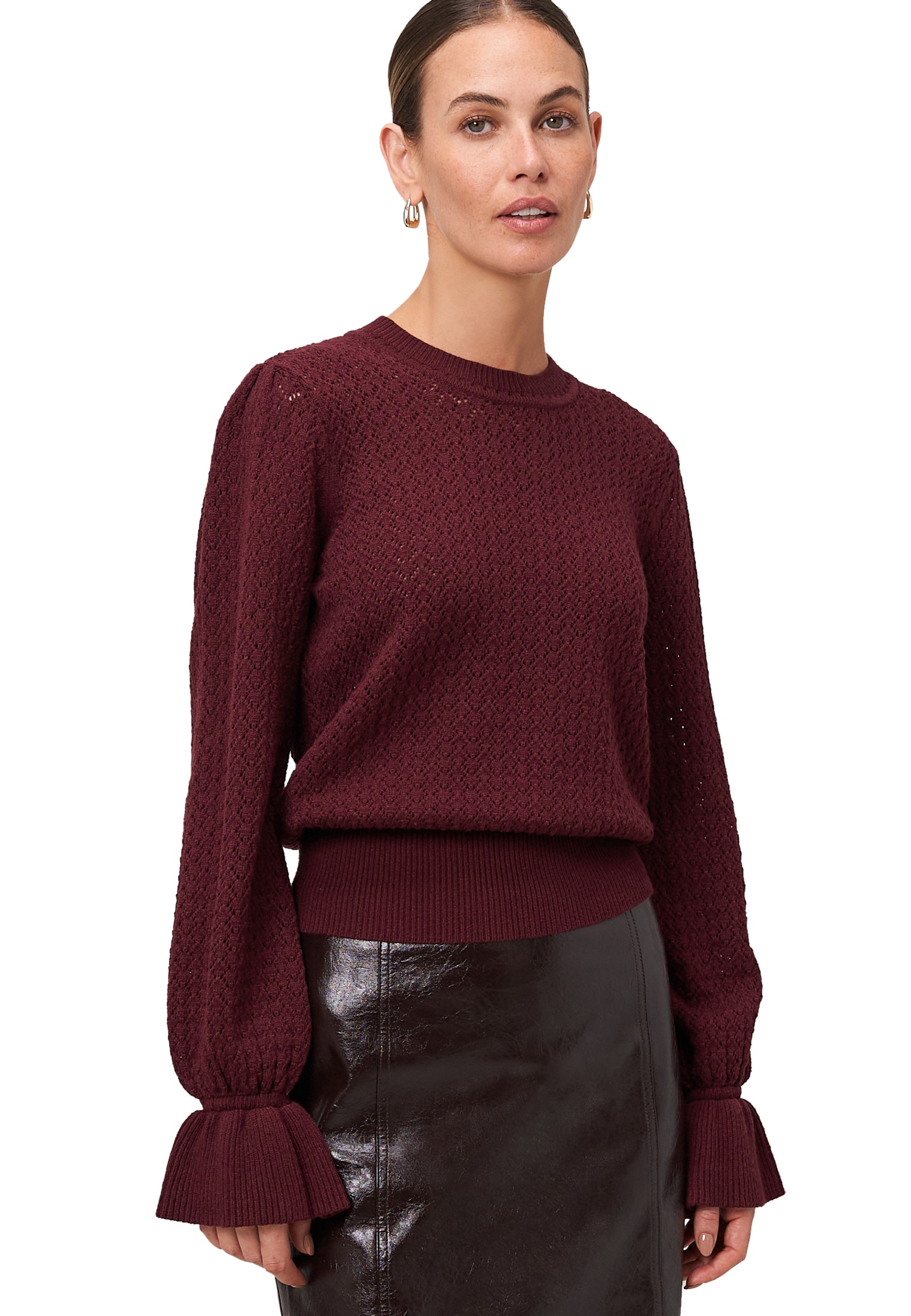 Zero Strickpullover "Damen Pullover mit Volant-Ärmeln" 1 Stk. tlg. weiteres günstig online kaufen