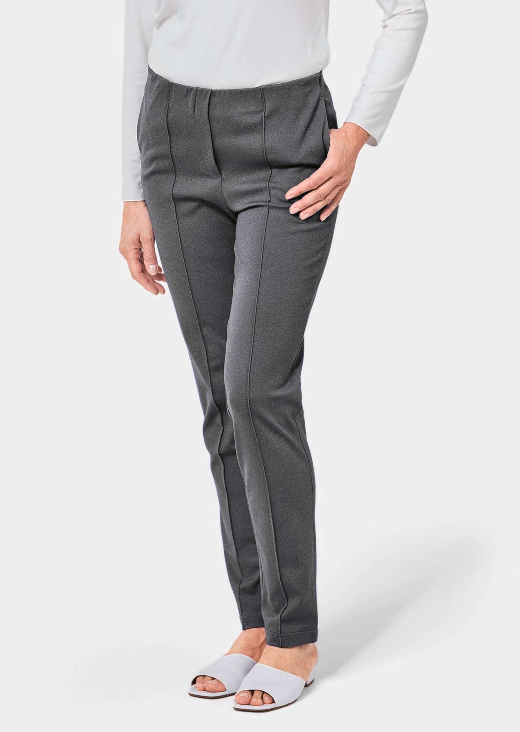 GOLDNER Schlupfhose »Schlupfhose LOUISA Moderne Hose LOUISA mit streckenden Biesen«