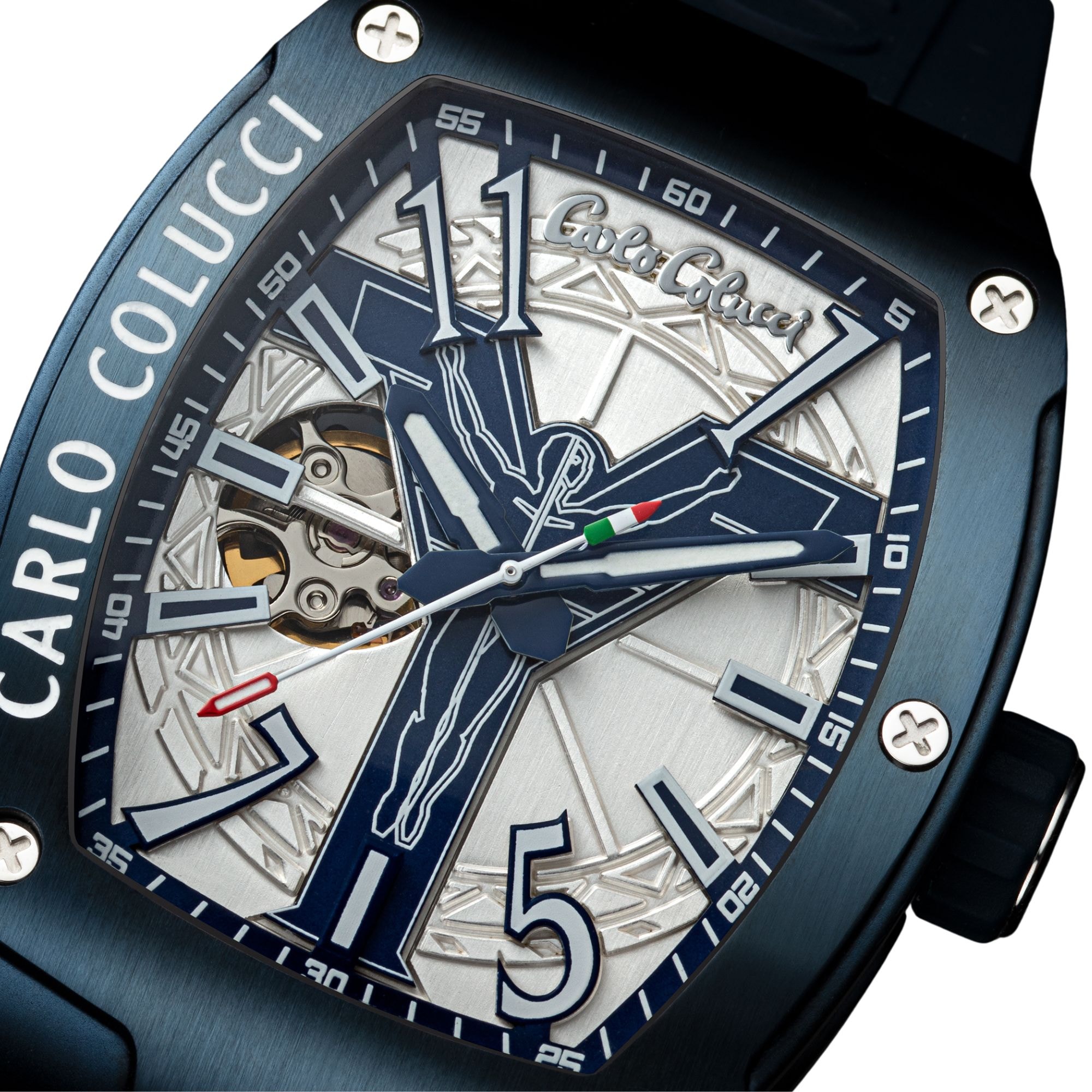CARLO COLUCCI Automatikuhr Armbanduhr, Herrenuhr, Mechanische Uhr, Silikonarmband, analog