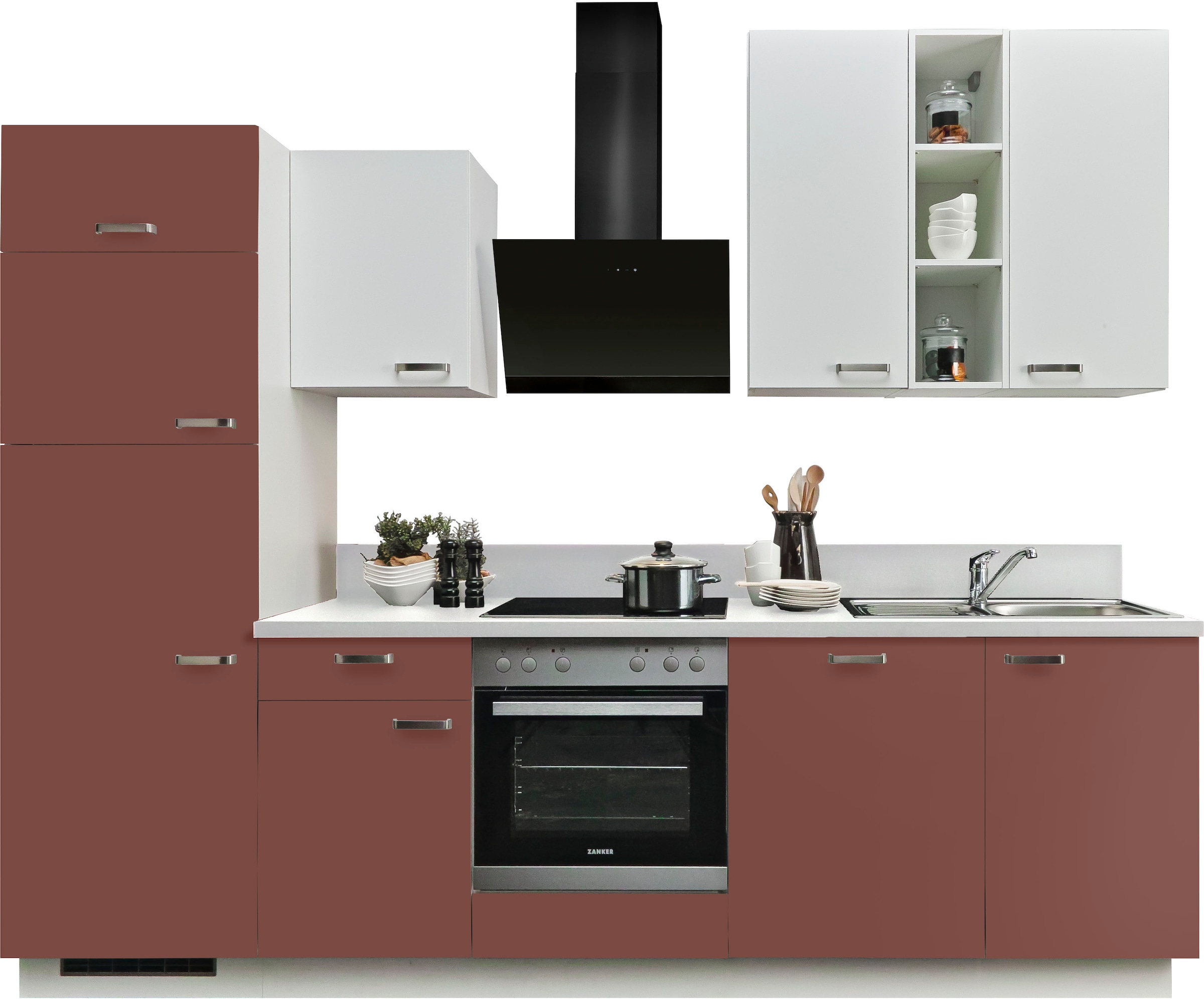 Küche »Bari«, Soft-Close-Funktion und Vollauszug, vormontiert, Breite 280 cm