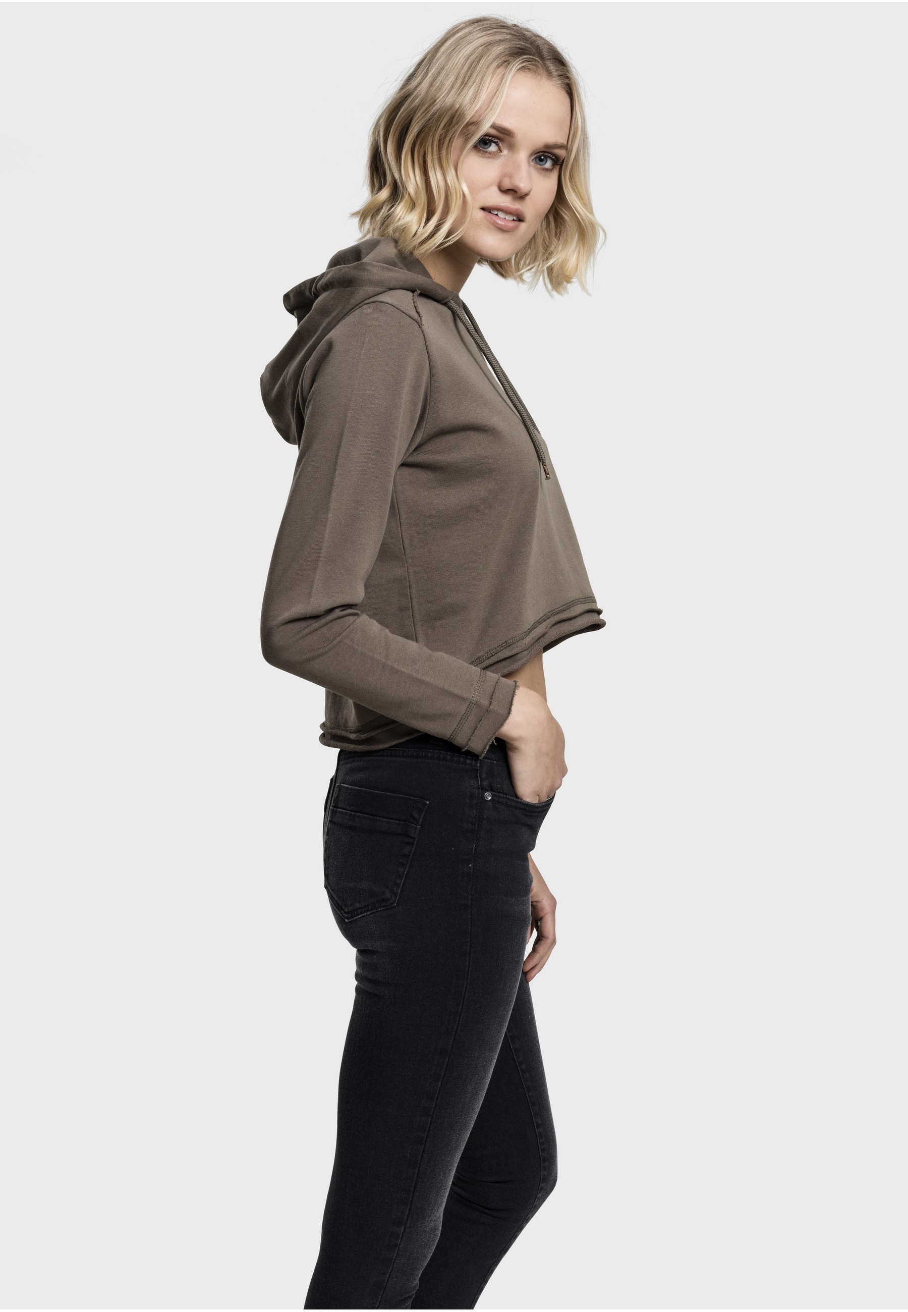 URBAN CLASSICS Rundhalspullover »Urban Classics Damen Ladies Cropped Terry Hoody« 1 Stk.