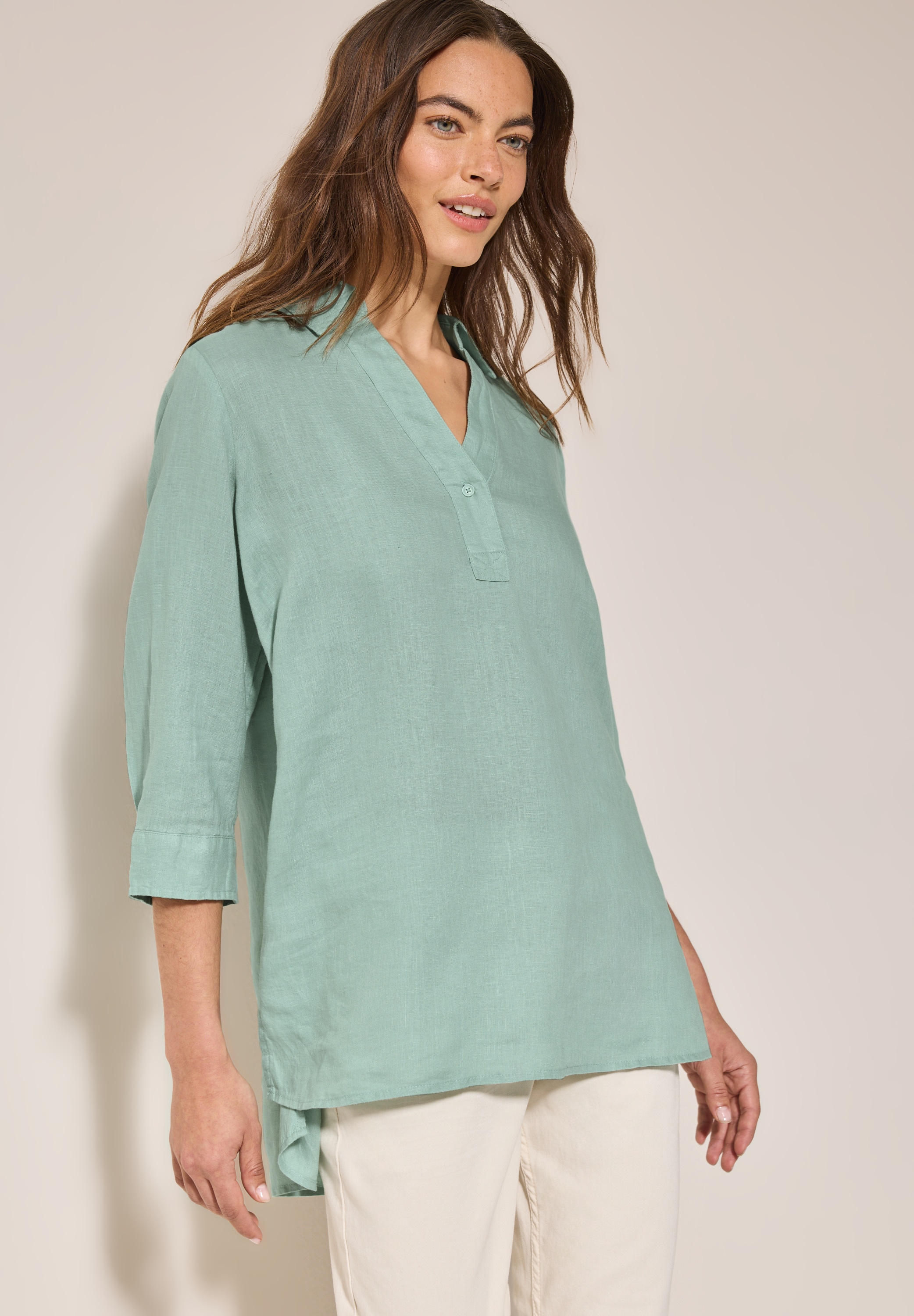Cecil Hemdbluse, lang, mit 3/4-Arm und aus Leinen günstig online kaufen