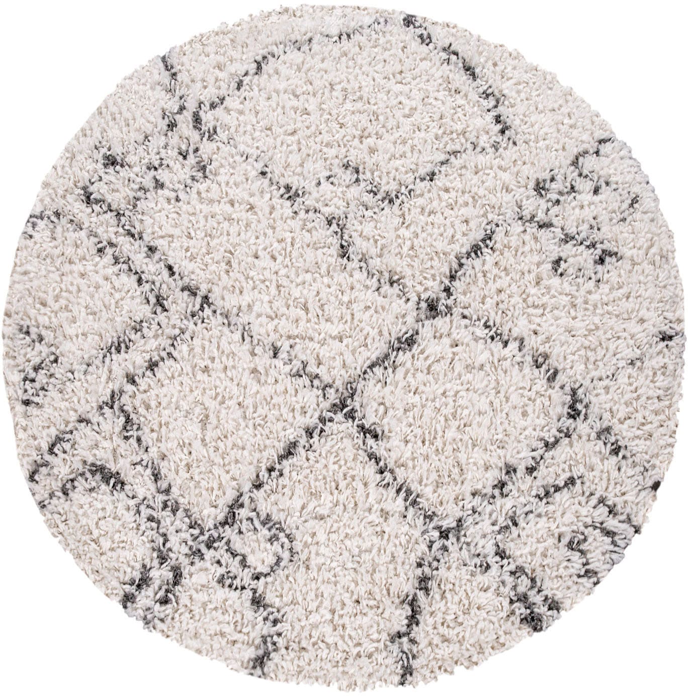 Paco Home Hochflor-Teppich »Kalmar 448«, rund, Shaggy, Scandi Design, modernes Rauten Muster, weich & kuschelig