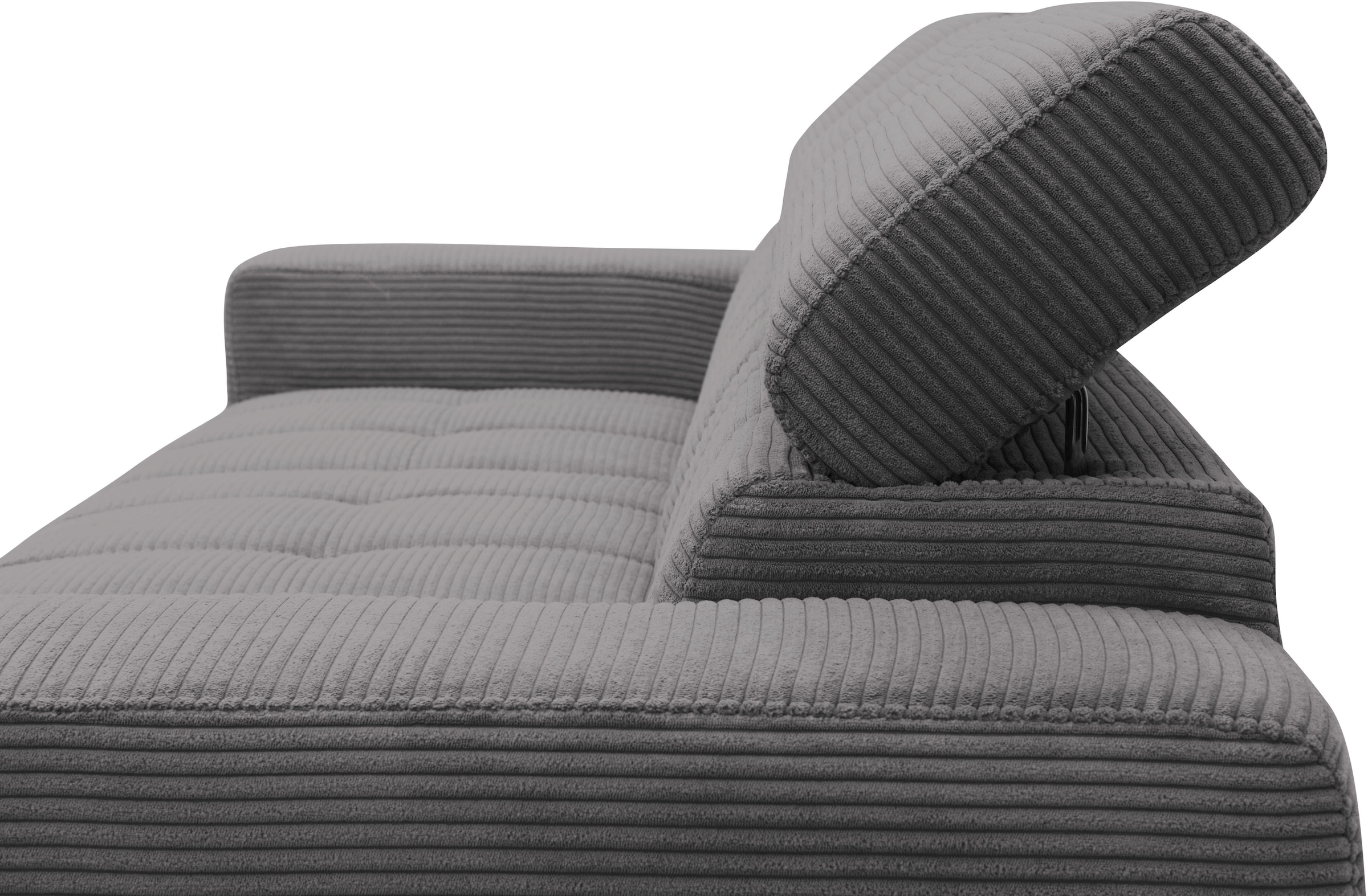 DOMO collection Ecksofa »Trento L-Form, mit Kufenfuß oder Einzelfuß«, wahlweise mit Kopfteilverstellung, Recamiere links/rechts bestellbar