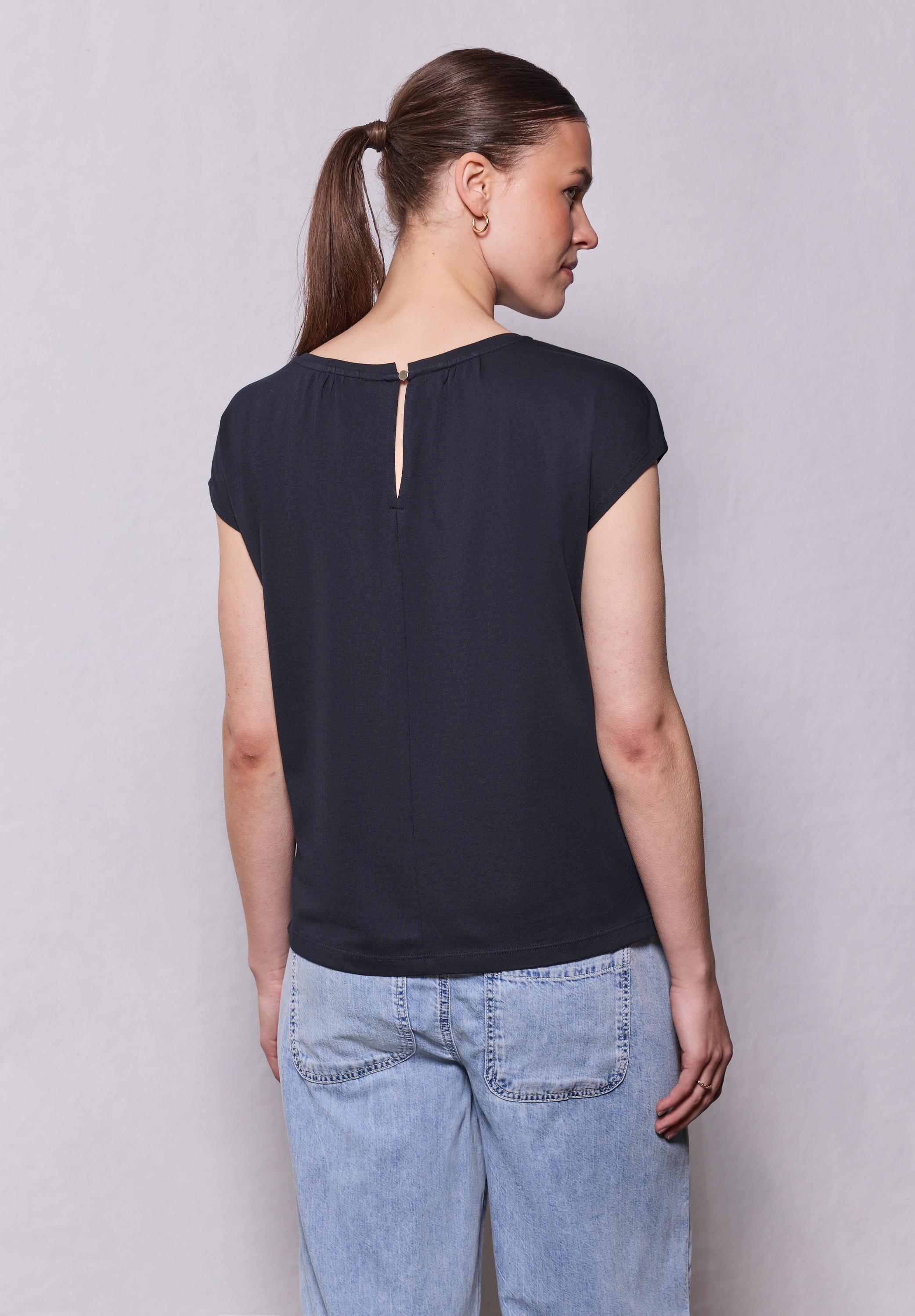 STREET ONE STUDIO T-Shirt aus elastischem Materialmix günstig online kaufen