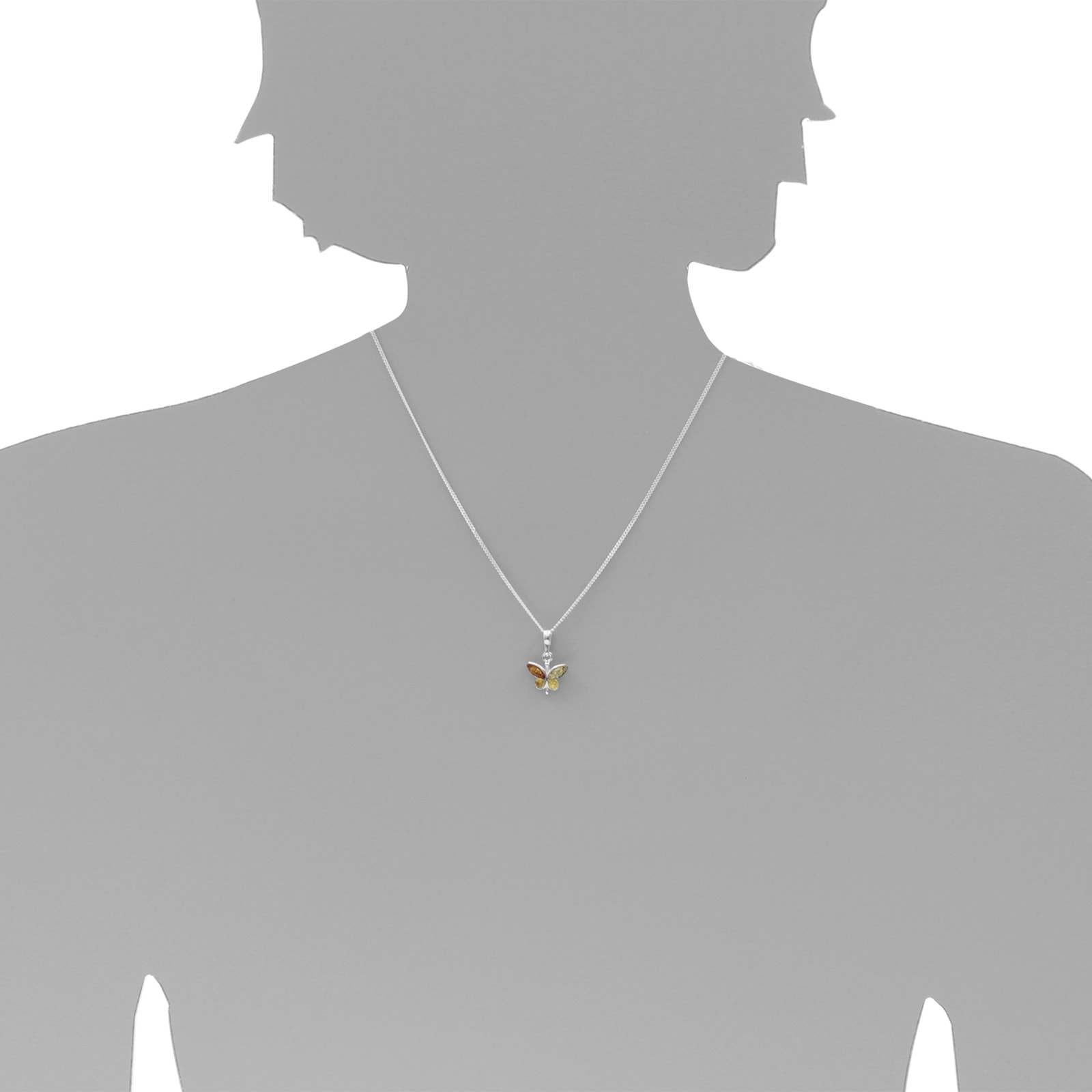OSTSEE-SCHMUCK Kettenanhänger »- Schmetterling - Silber 925/000 - Bernstein«