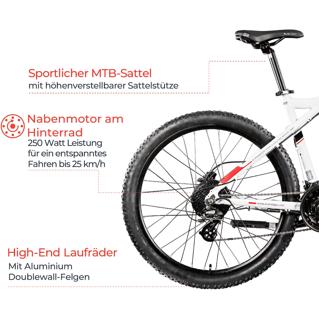 Zündapp E-Bike »Z898«, 24 Gang, Heckmotor 250 W