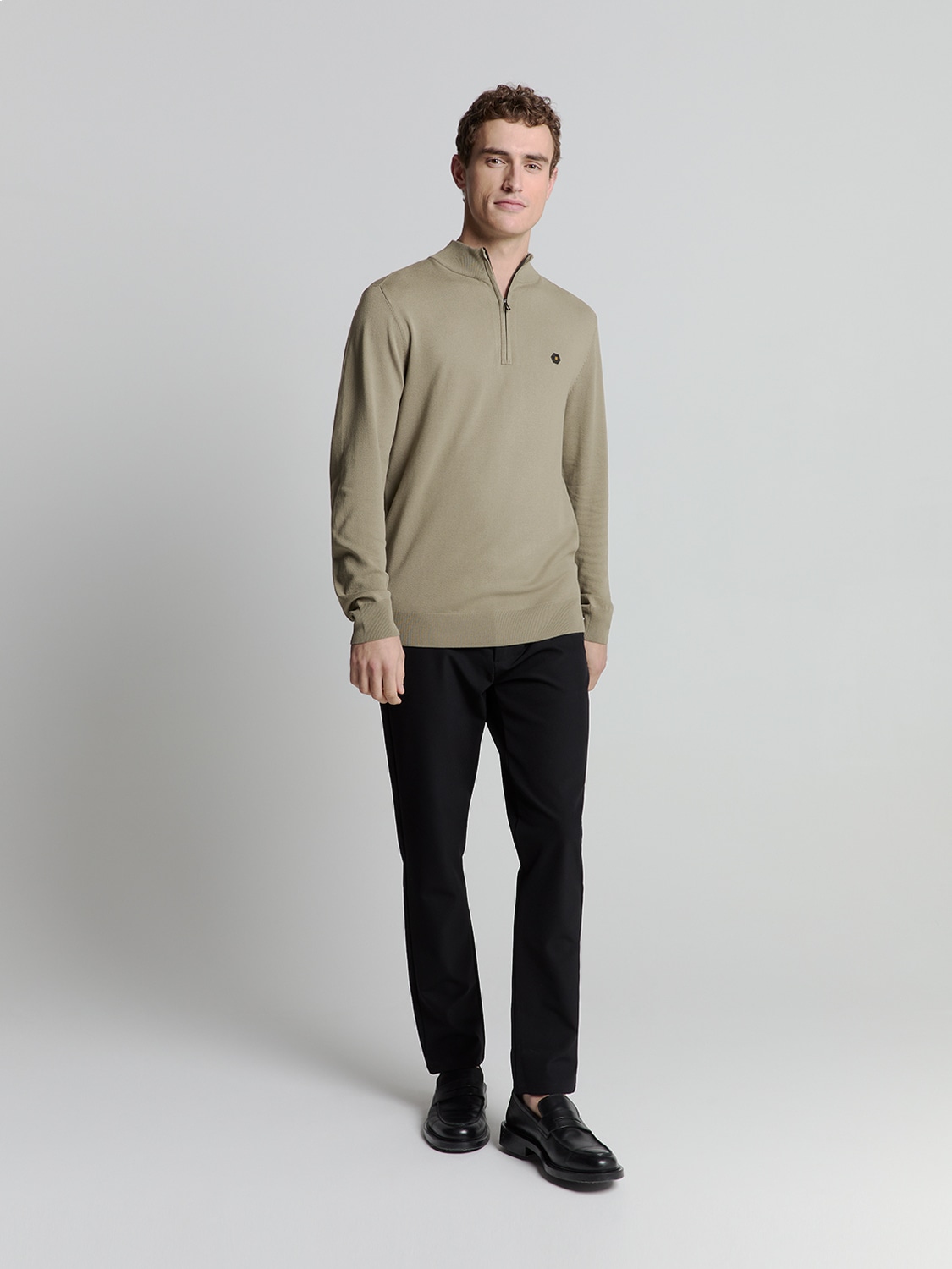 NO EXCESS Rundhalspullover »No Excess Sweatshirt mit halbem Reißverschluss«