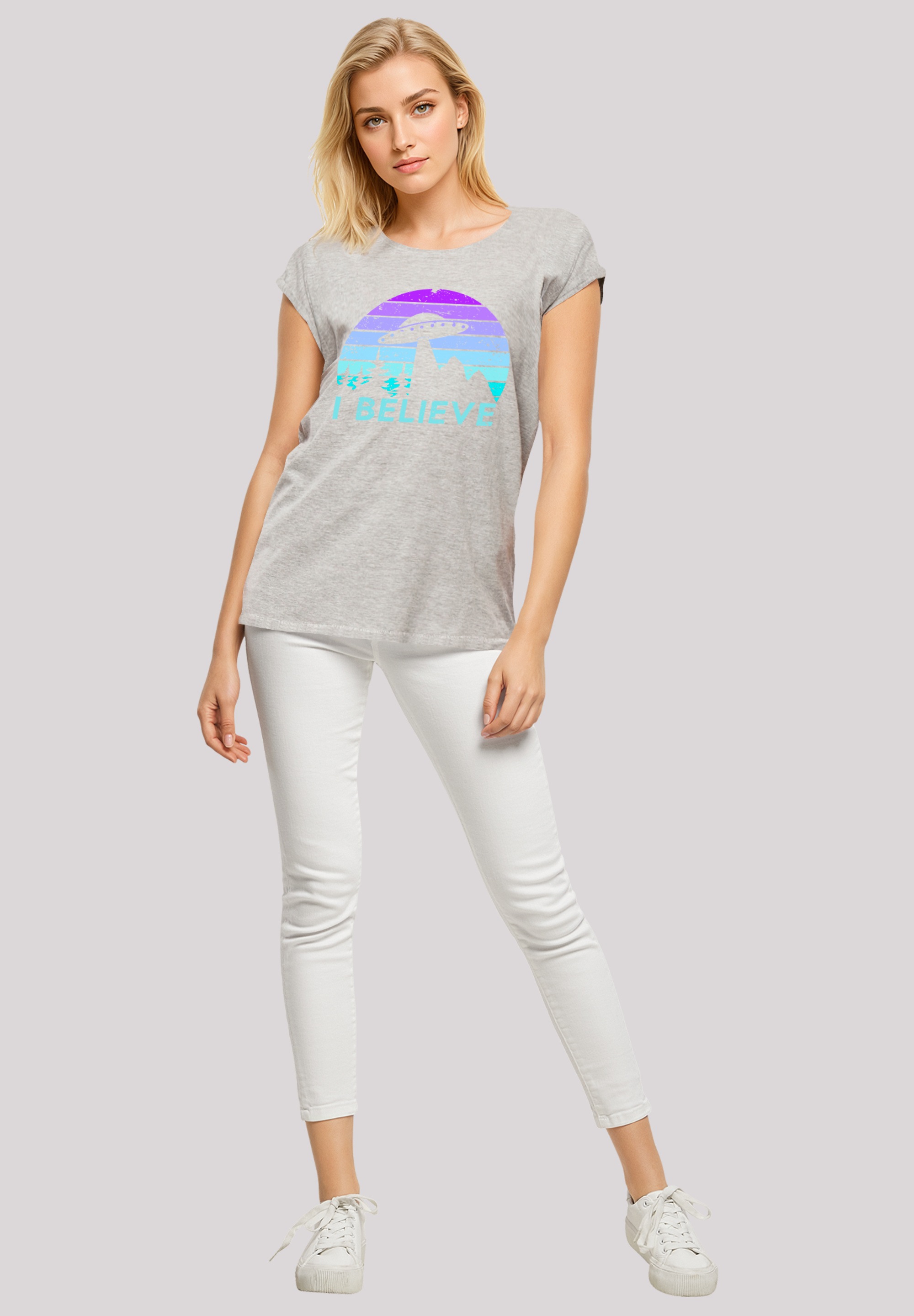 F4NT4STIC T-Shirt »I BELIEVE UFO Alien Raumschiff Retro«, Premium Qualität
