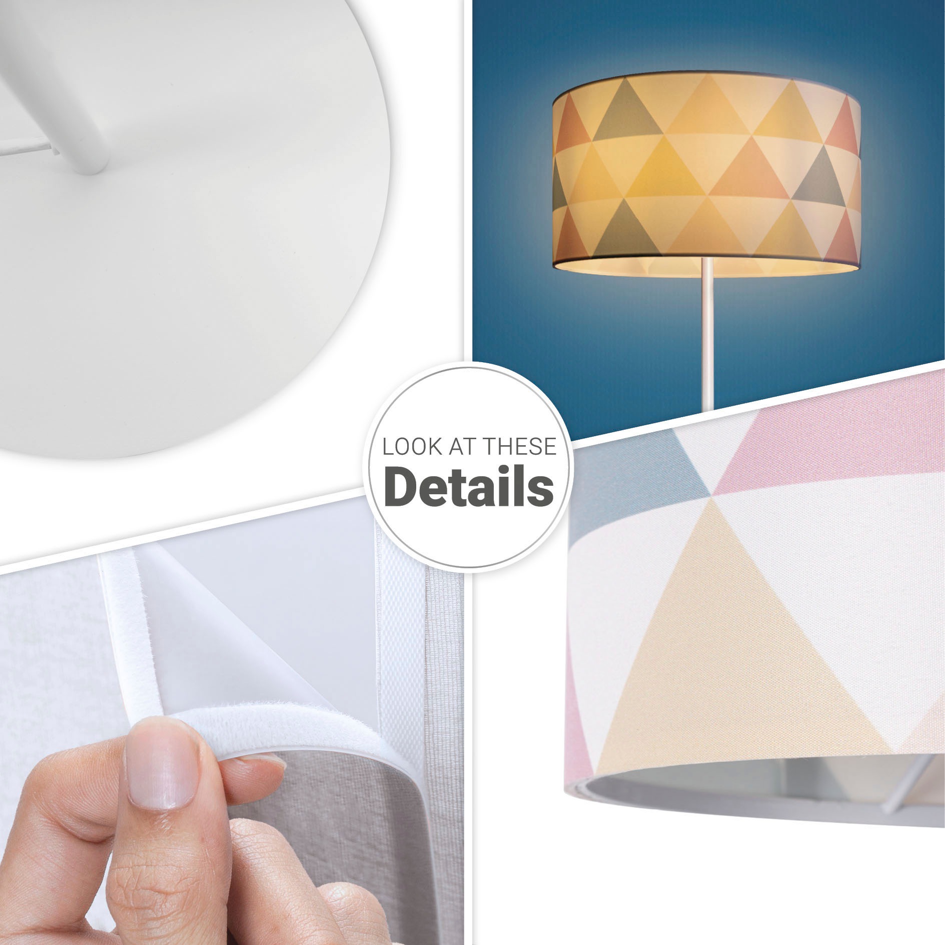 Paco Home Stehlampe »Luca Delta«, Leuchtmittel E27 | ohne Leuchtmittel, Wohnzimmer Stoffschirm Dreieck Bunt Stehlampe Textil Standleuchte