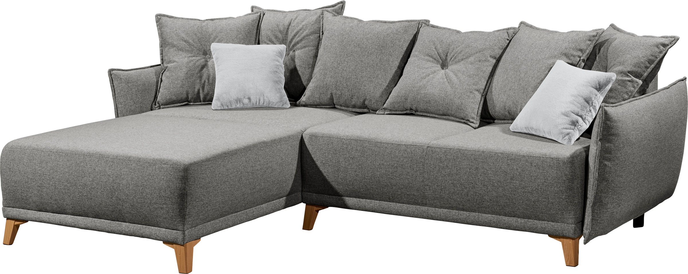ED EXCITING DESIGN Ecksofa »Pamplona L-Form«, mit Bettfunktion, Bettkasten & Zierkissen