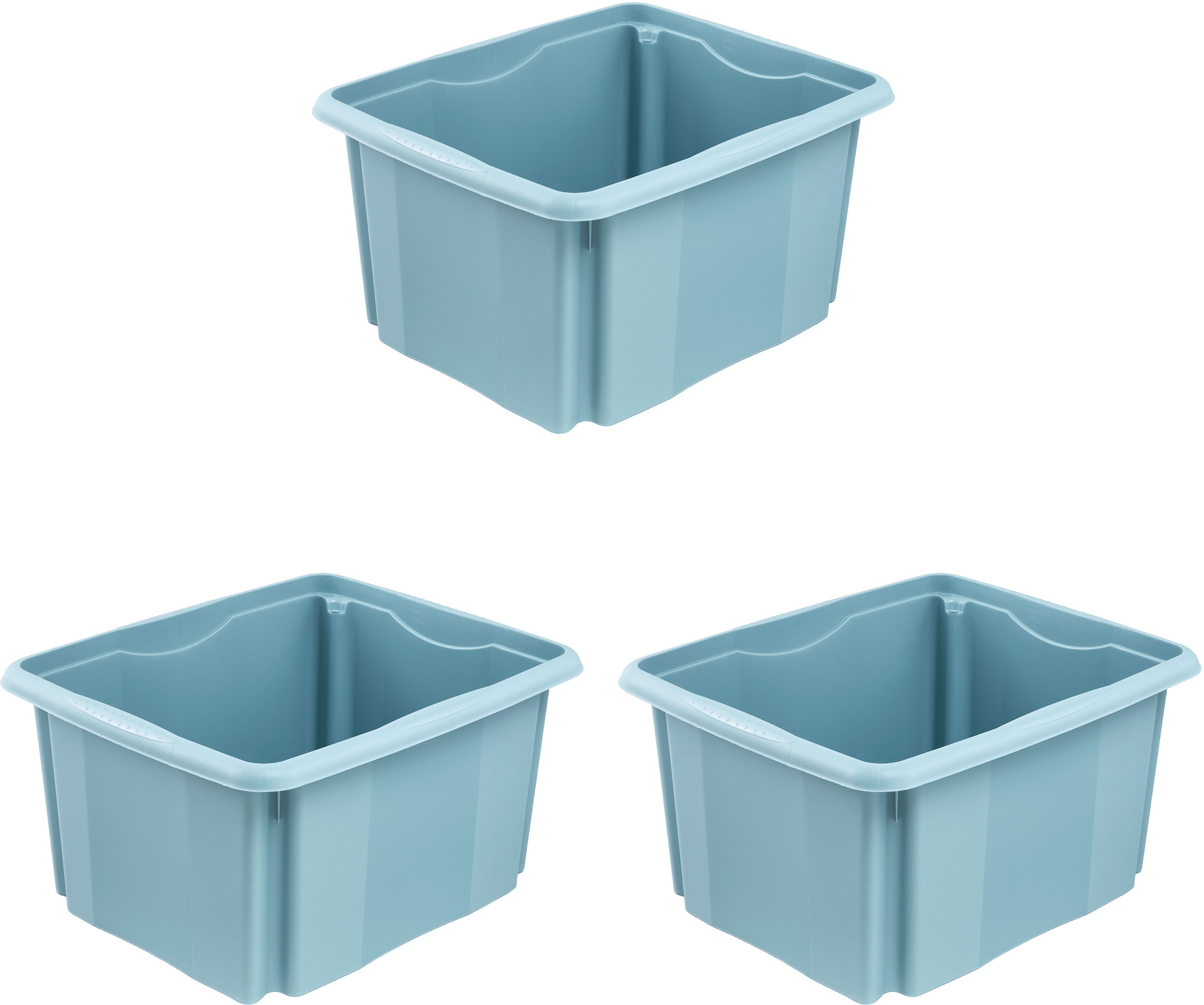 keeeper Aufbewahrungsbox "Emil, 3er Set, 24 L, 41 x 34,5 x 22 cm" ineinander und aufeinander stapelbar