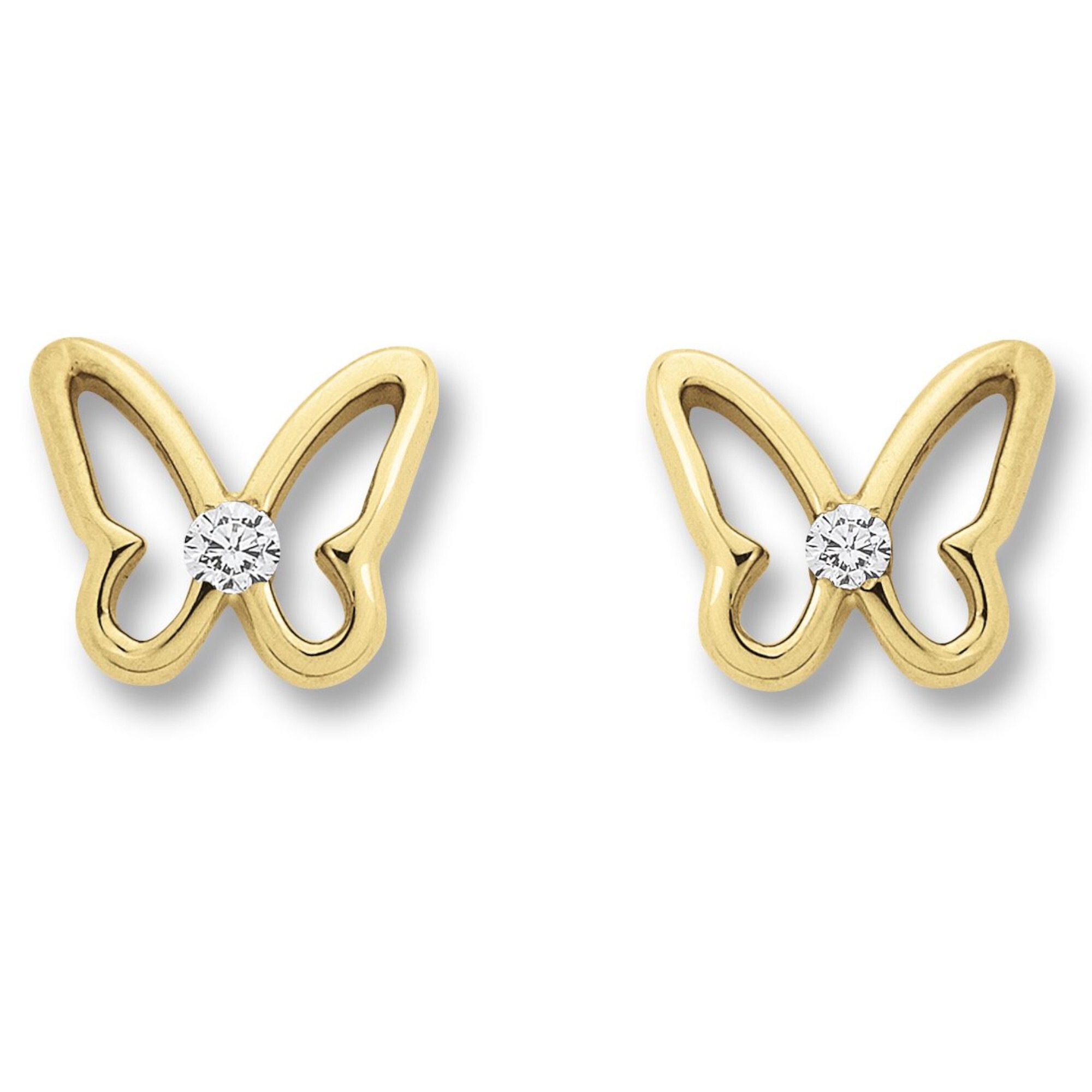 Paar Ohrhänger ONE ELEMENT "Zirkonia Schmetterling Ohrringe Ohrstecker aus 333 Gelbgold", gold, Ohrringe, Mädchen, Kinder, Gelbgold 333 Gold, Gelbgold 333, Gold, Persönlicher Akzent – schlicht, modern, aussagekräftig