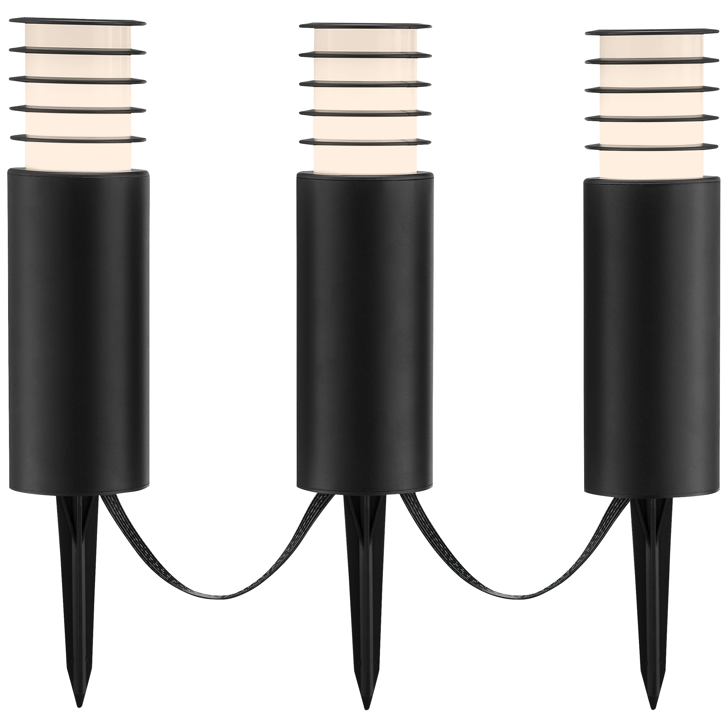 Brilliant LED Gartenleuchte »Carosu« LED-Modul 3 Stk. warmweiß - kaltweiß LED Gartenspieß 3er Set, dimmbar, RGB, CCT, IP44, App steuerbar