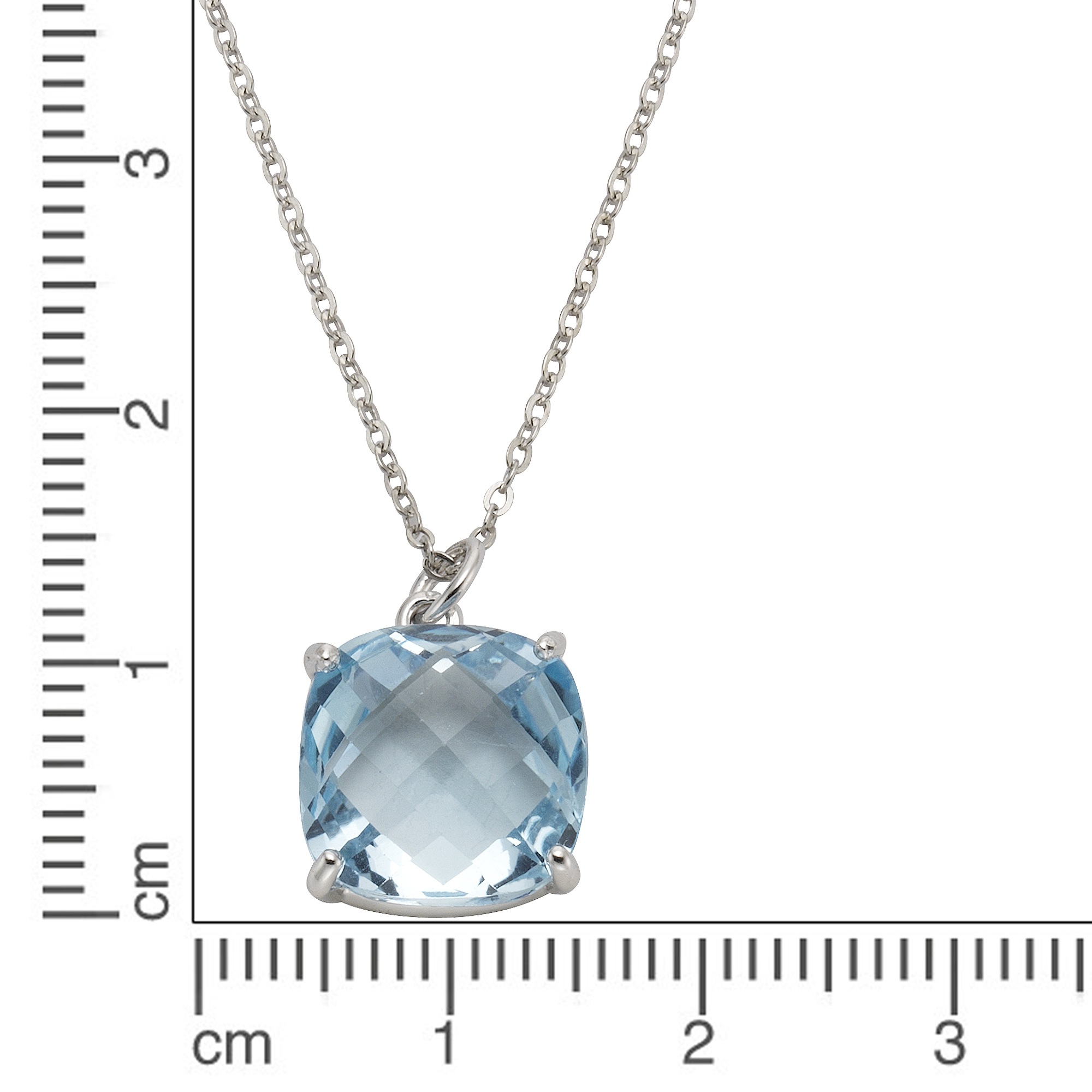 Zeeme Kette mit Anhänger »Silber 925 rhodiniert 45cm lang mit Blautopas (beh.)«