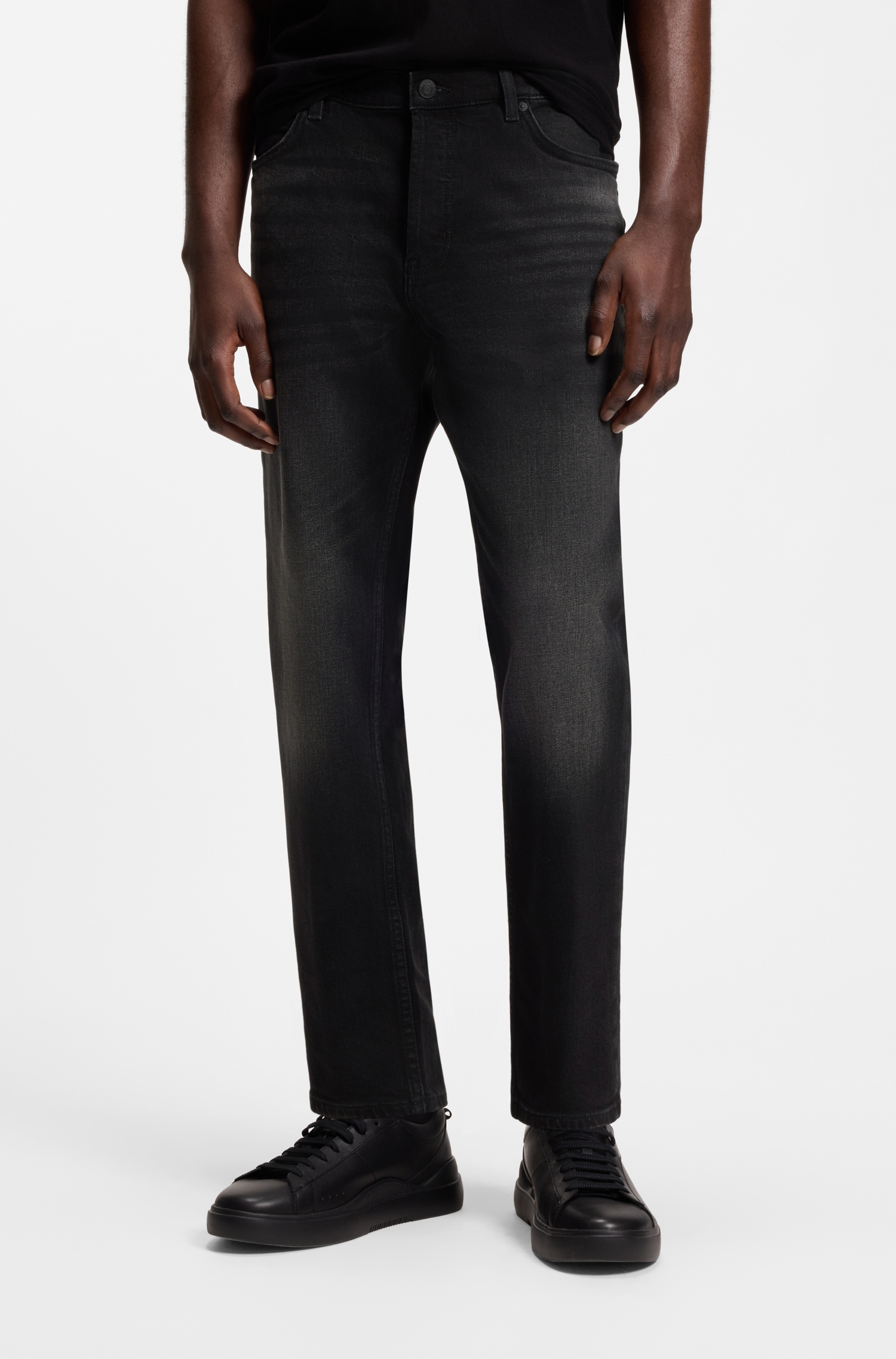 HUGO Tapered-fit-Jeans "HUGO 634" aus Stretch-Denim, mit Knopfleiste