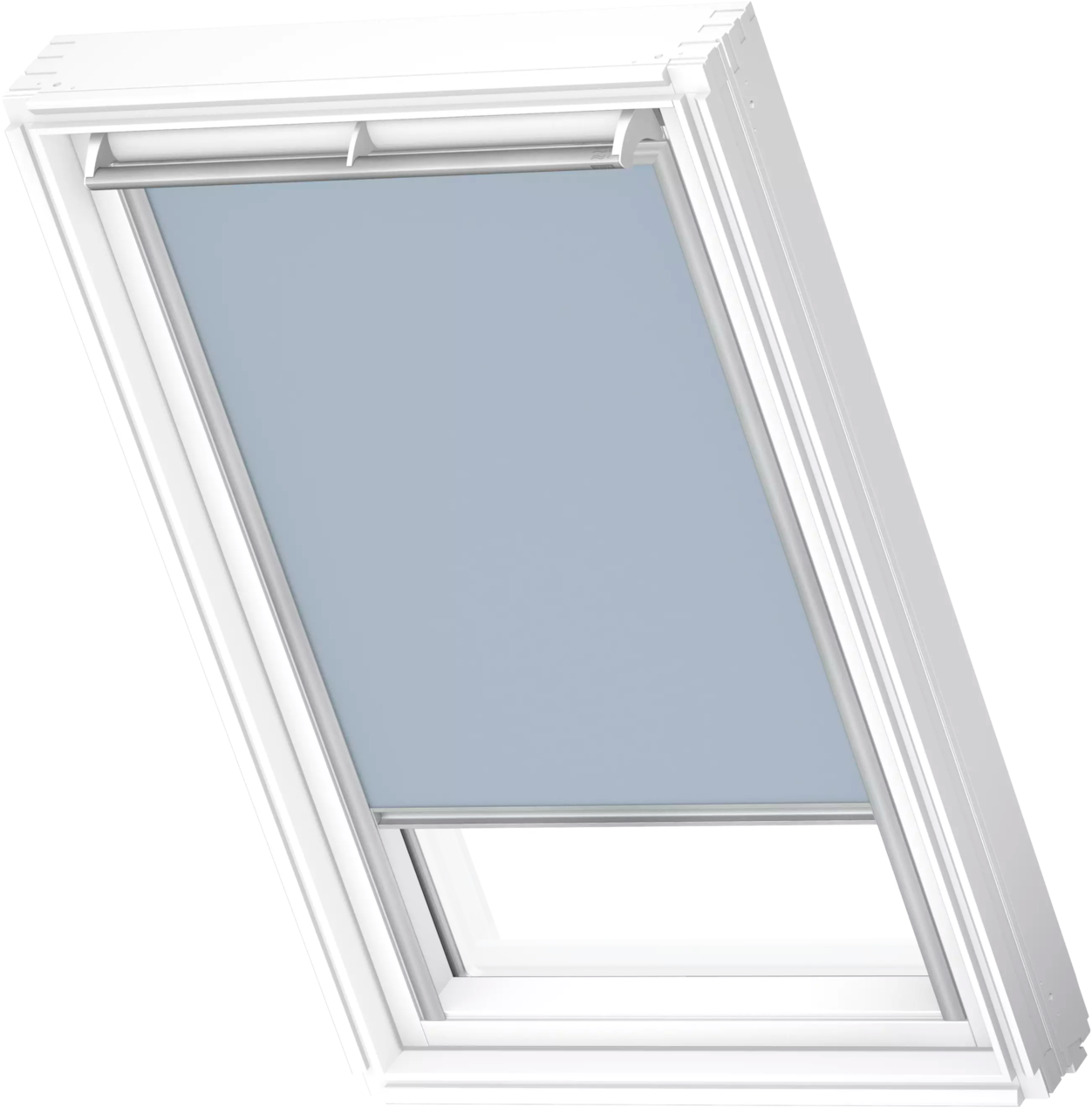 VELUX Verdunklungsrollo "DKL 4576S", MK06, stufenlos positionierbarhimmelblau, alufarben, Rollos, alufarbene Führungsschienen & Griffleiste