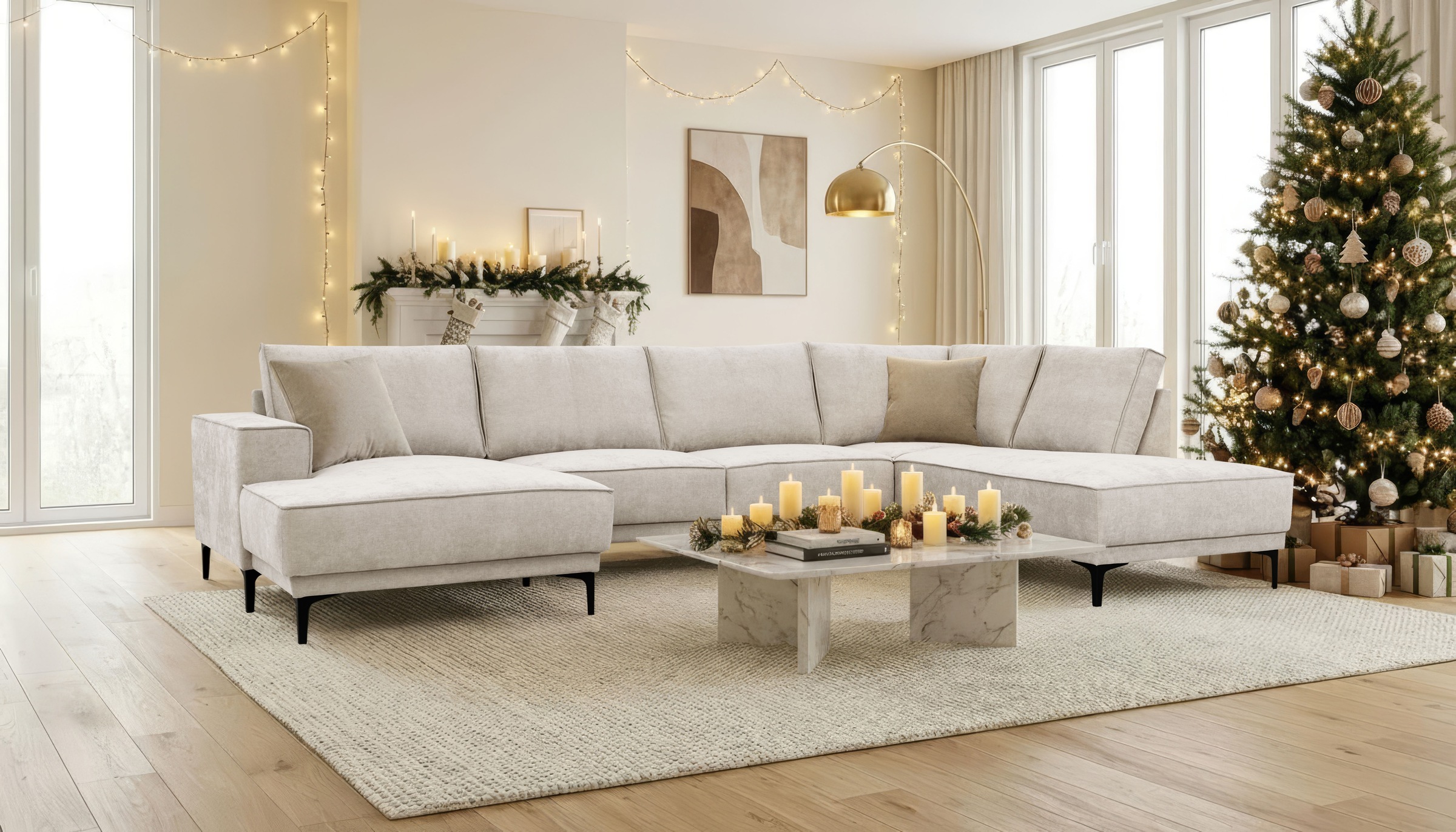 OTTO home Wohnlandschaft "XXL Sofa Oland, Struktur, Flachgewebe, Luxus-Micr günstig online kaufen