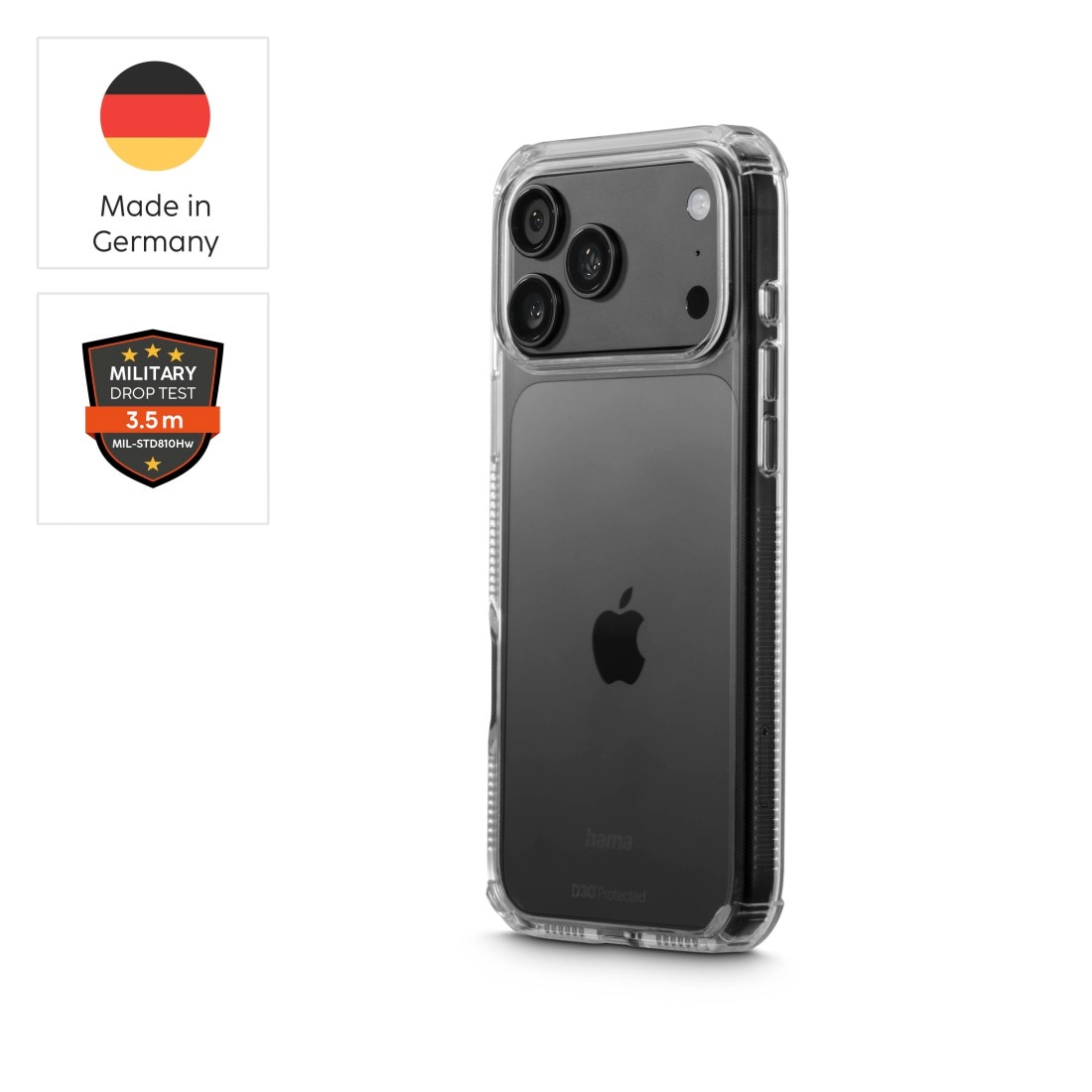 Hama Smartphone-Hülle »Handyhülle für iPhone 17 Pro Max/18 Pro Max (stoßfest, sturzsicher)« D3O-Technologie, Fallschutz, Kratzschutz, Anti-Vergilbung