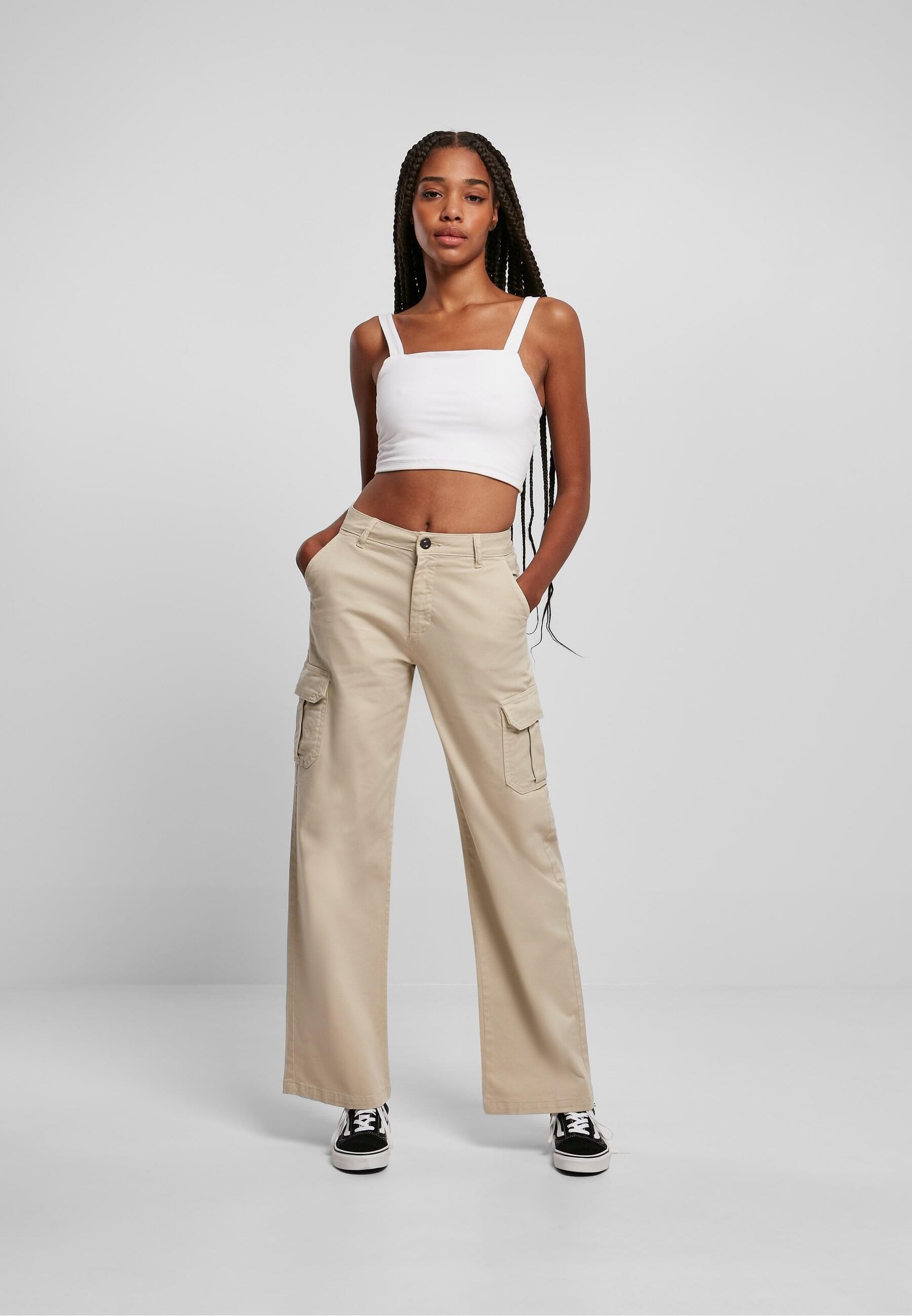 URBAN CLASSICS Stoffhose »Urban Classics Damen Ladies High Waist Straight Cargo Pants«, (1 tlg.)