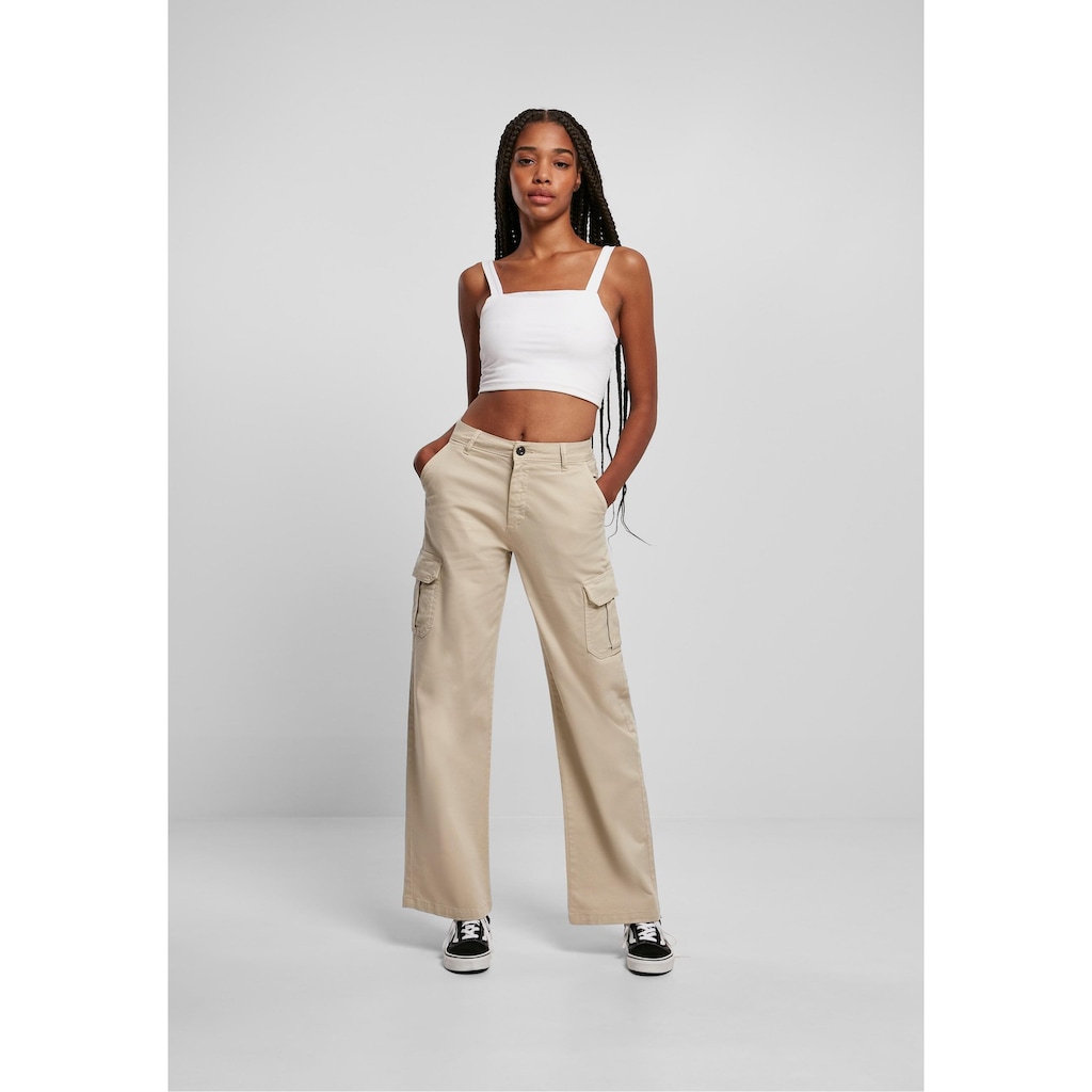 URBAN CLASSICS Stoffhose »Urban Classics Damen Ladies High Waist Straight Cargo Pants«, (1 tlg.)