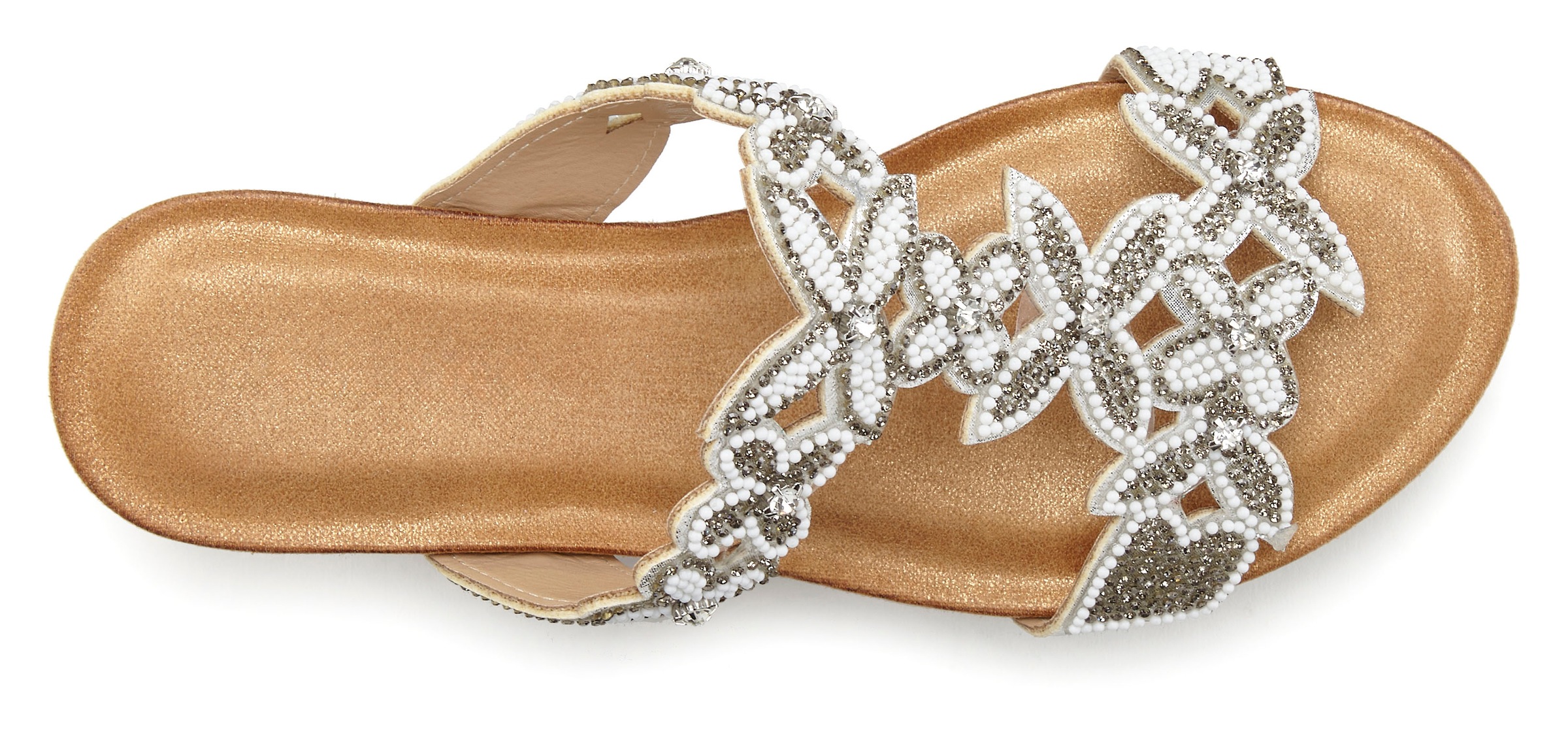 Pantolette VIVANCE "Mule, Sommerschuh, Sandale", Damen, Gr. 41, weiß, Obermaterial: 100% Synthetik. Decksohle: 100% Textilmaterial. Futter: 100% Lederimitat. Laufsohle: 100% Synthetik, Glitzer, mehrfarbig, Schuhe Pantolette, mit Keilabsatz und modischen G 3