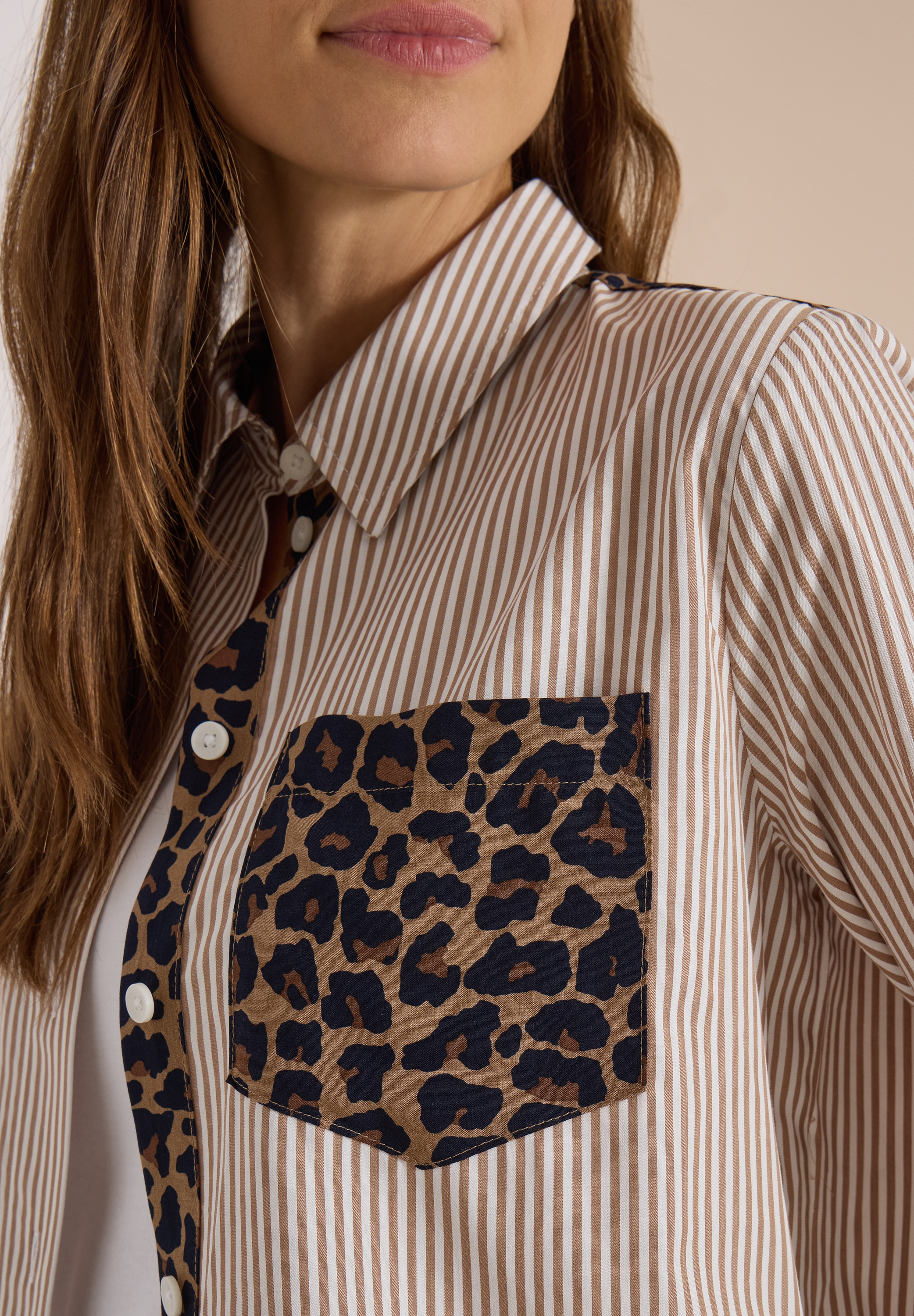 Cecil Hemdbluse Kontrastfabene Details im Animal-Print