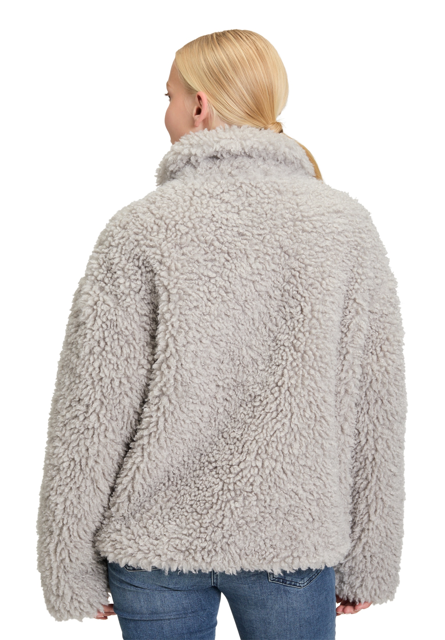 Amber & June Plüschjacke »Amber & June Damen Plüschjacke mit Stehkragen«