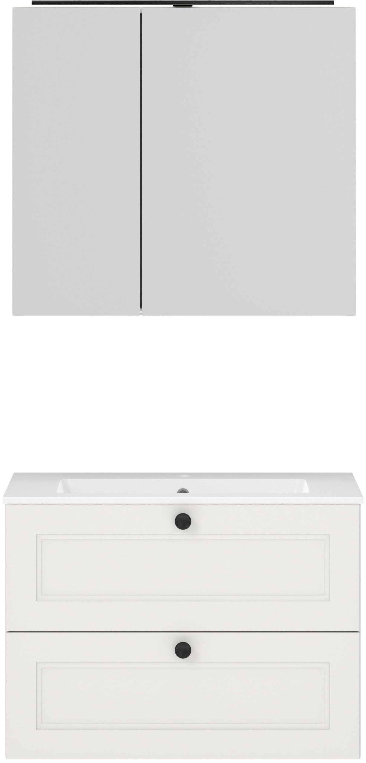nobilia "Cascada" Set, mit Waschbecken, inkl. Spiegelschrank mit Beleuchtung, 2 Stk. tlg.