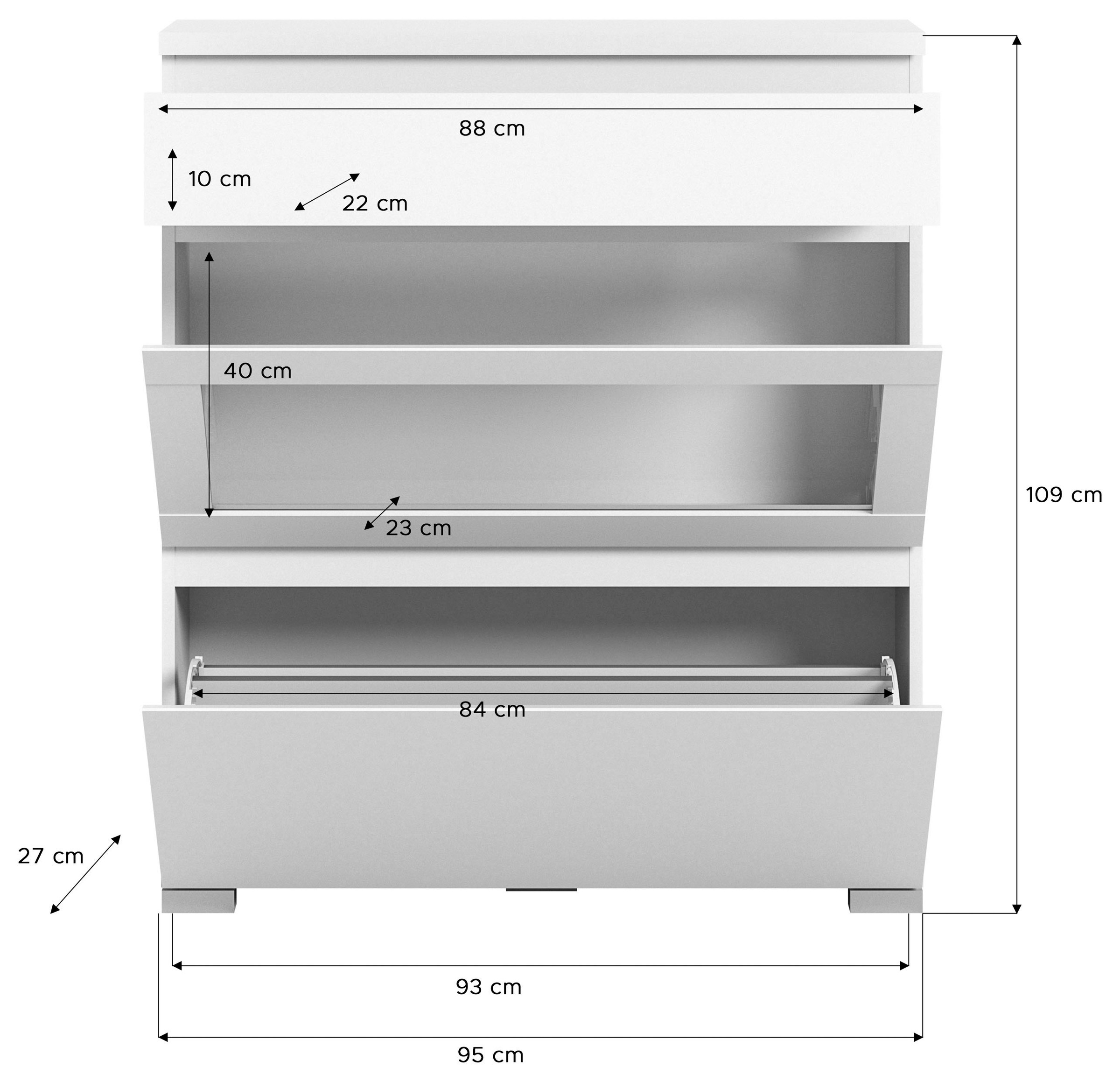 INOSIGN Schuhschrank »Skoskap, Tiefe 27cm, 2 Klappen, 1 Schubkasten, Platz für 8 Schuhpaare«, Schuhkipper, Schuhkommode, Schuhregal, Kommode, Anrichte