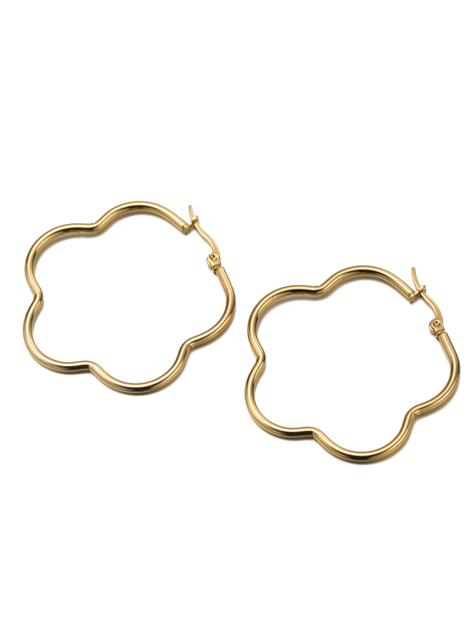 Paar Creolen "Schmuck Geschenk Edelstahl Ohrschmuck Ohrringe Blume", gelbgoldfarben, ANISTON JEWELRY & WATCHES, Ohrringe, Damen, 40mm, Edelstahl, Made in Germany