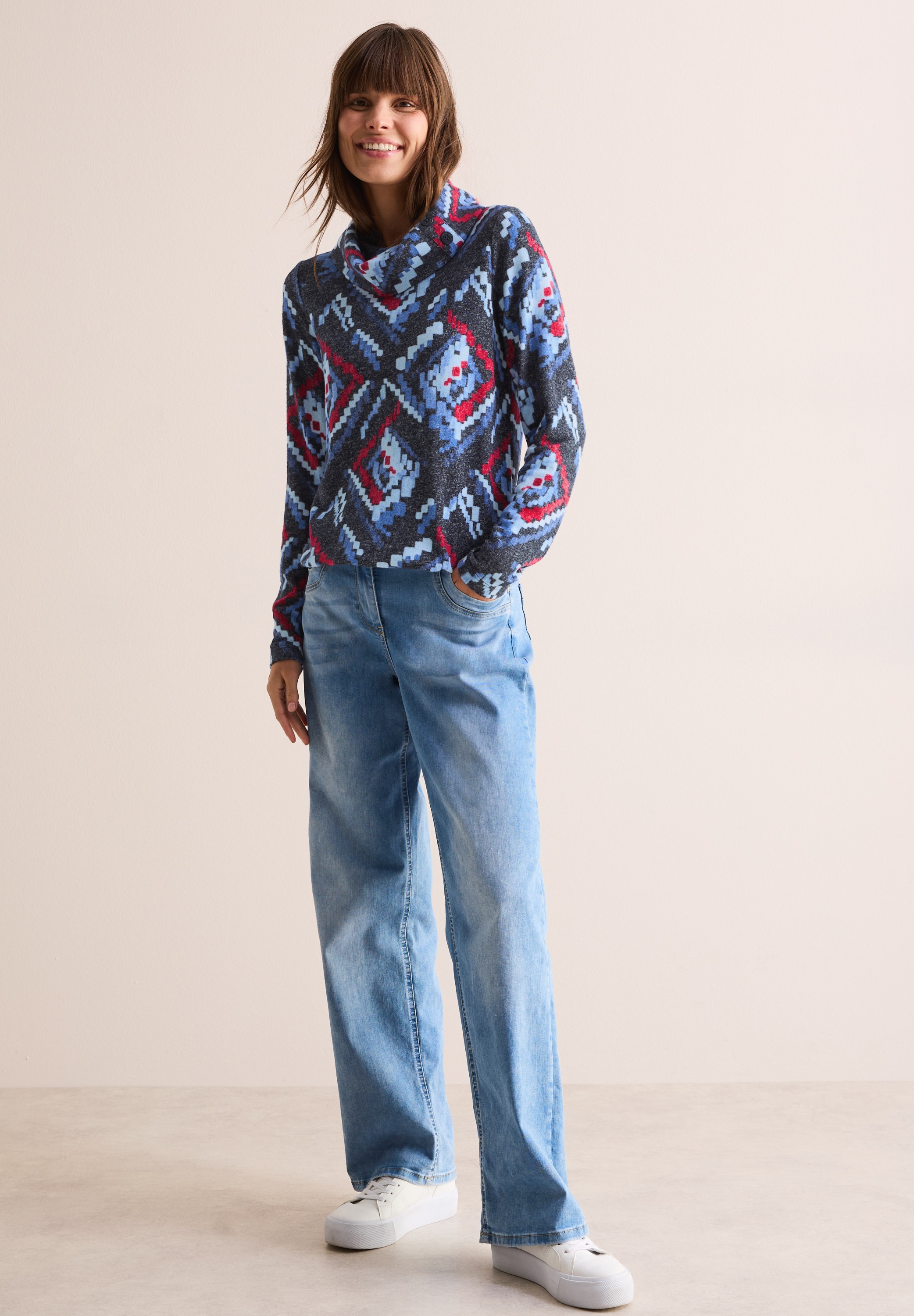Cecil Langarmshirt, mit Elastiksaum