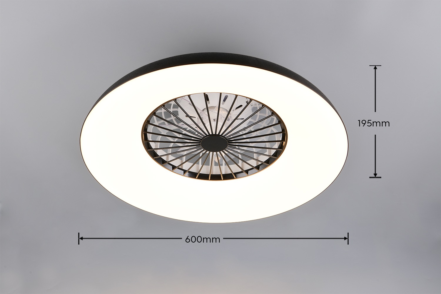 REALITY Leuchten LED Deckenleuchte »SVAERHOLT mit Ventilator, großer Deckenventilator Ø 60cm mit RGB Licht« LED-Board 1 Stk. RGB | warmweiß - kaltweiß 5-Stufen Ventilator Fernbedienung RGB Farbwechsel 4500 Lumen CCT