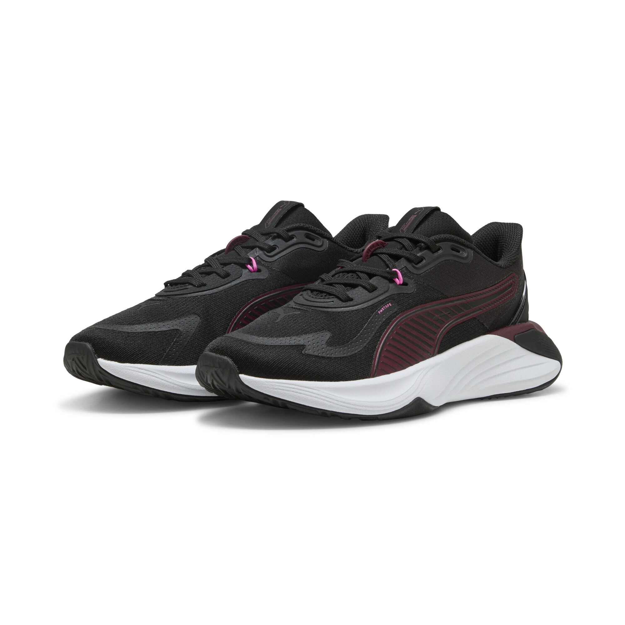 Trainingsschuh PUMA "PWR Hybrid Trainingsschuhe Damen", Damen, Gr. 40.5, schwarz ruby shimmer pink pixel rot, Obermaterial: Synthetik, Textil; Futter: Textil; Innensohle: Textil; Laufsohle: Gummi, Schuhe