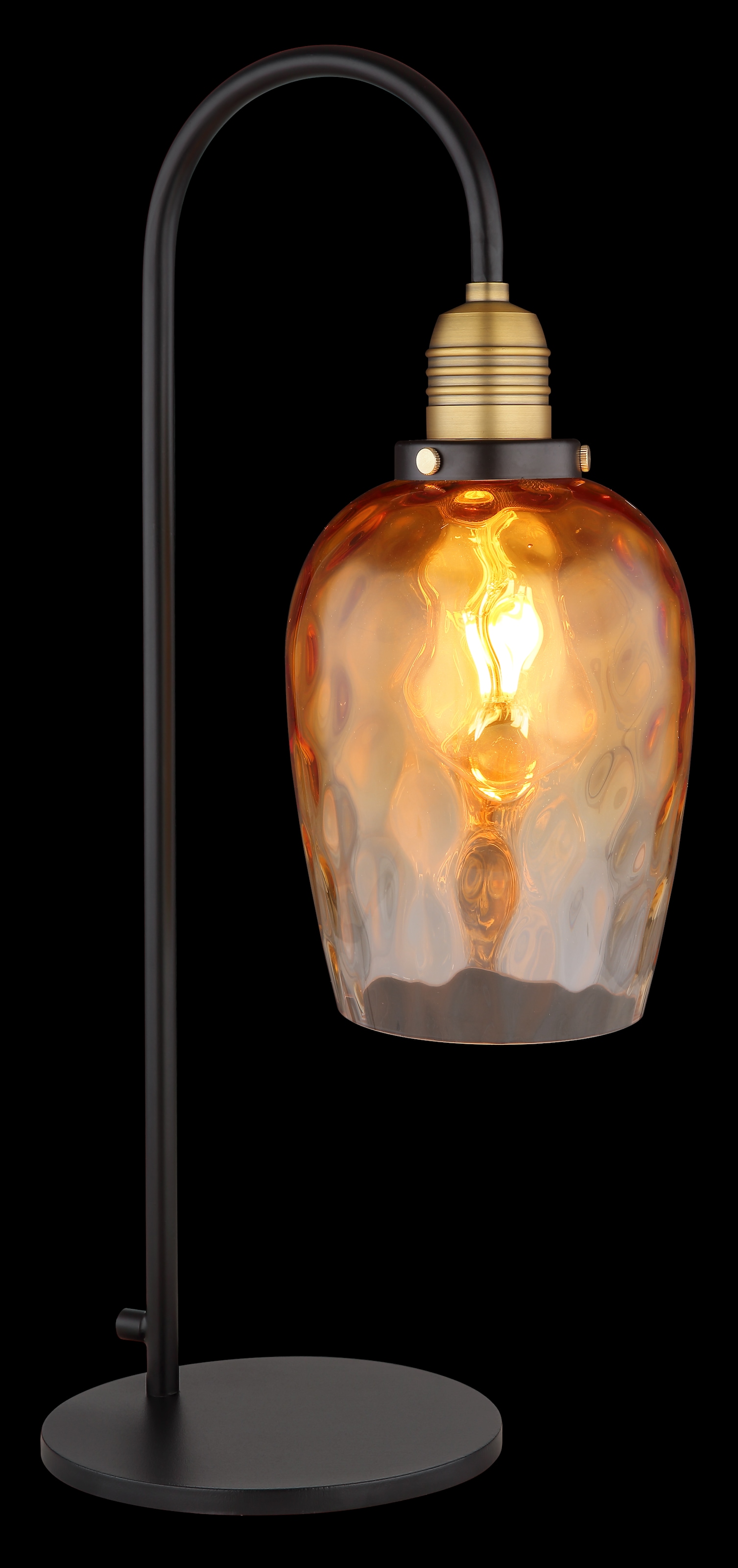 GLOBO LIGHTING Tischleuchte »SALVY«, Leuchtmittel E27 | ohne Leuchtmittel, Tischlampe/Glas amber/messingfarben/Glas amber