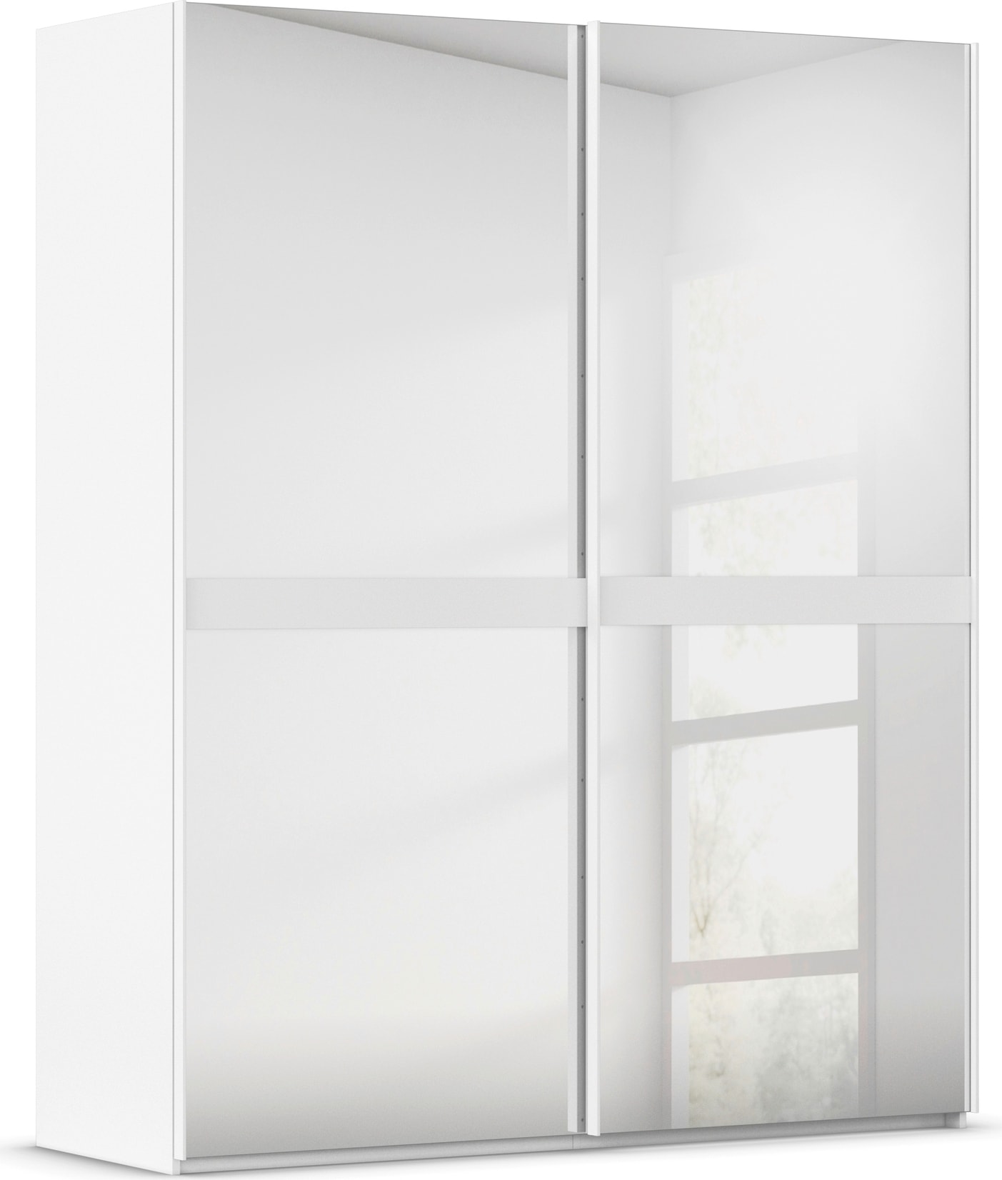rauch Schwebetürenschrank "Kleiderschrank Schrank Garderobe Schlafzimmerschrank SCALE-LINE" edle Optik mit Bauchbinde in Korpusfarbe Spiegelfront MADE IN GERMANY