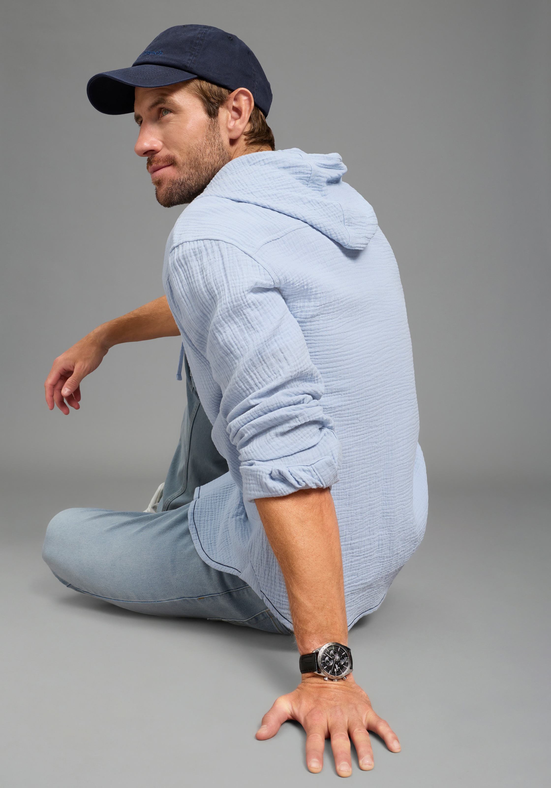 KangaROOS Kapuzenhemd Langarm mit Ärmelschlitz, für Casual- und Streetwear, günstig online kaufen