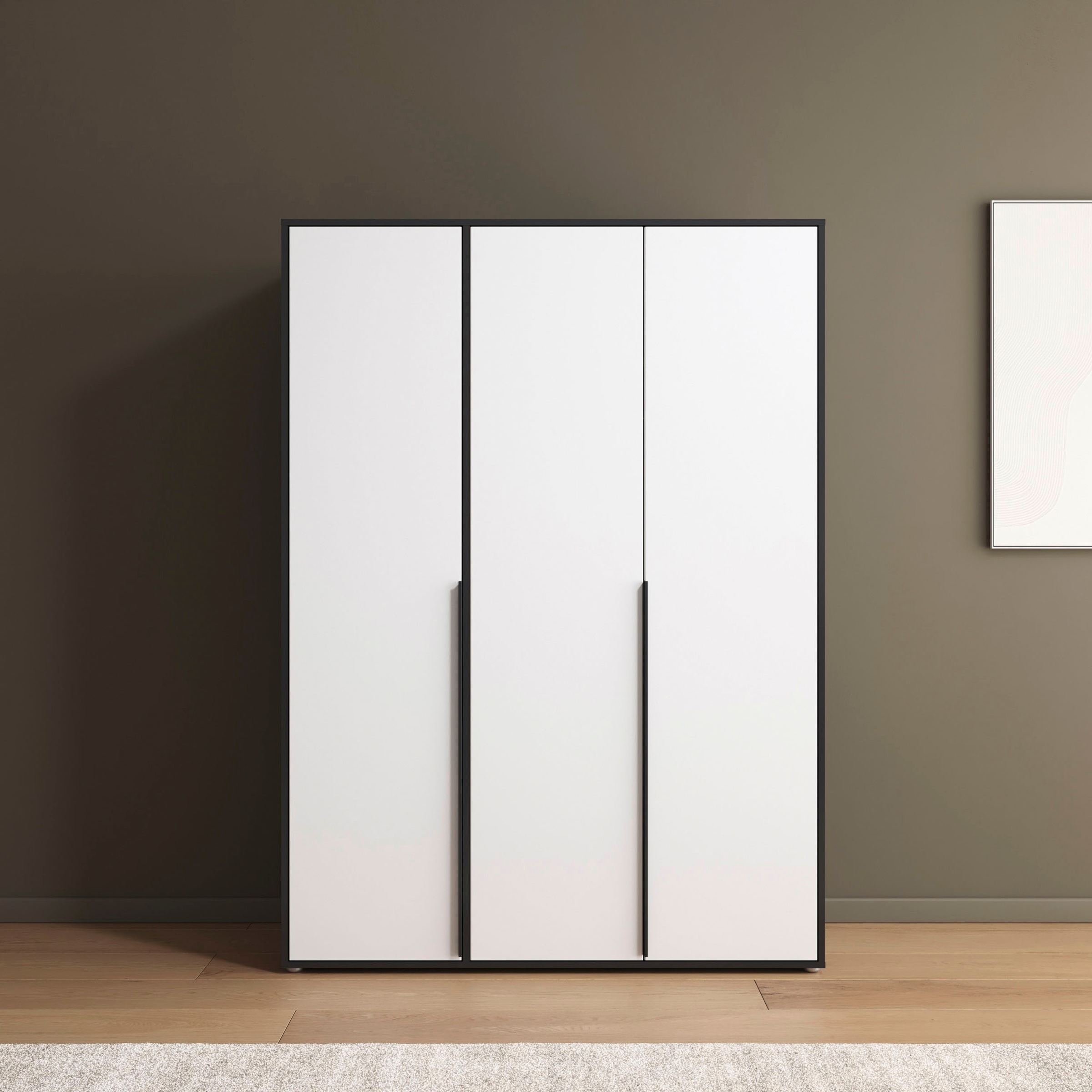 rauch Drehtürenschrank "Kleiderschrank Schrank Garderobe Wäscheschrank NAGATA viel Stauraum" in 3 verschiedenen Ausstattungen BASIC/CLASSIC/PREMIUM, mit modernen Stangengriffen in Graumetallic TOPSELLER MADE IN GERMANY