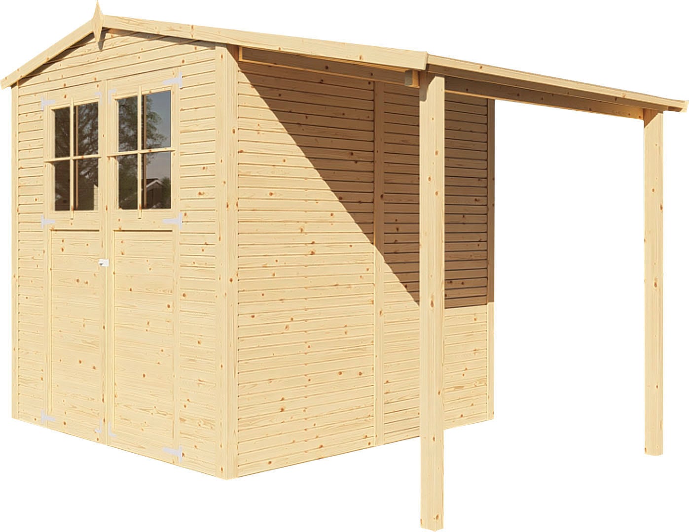 KONIFERA Gartenhaus »Alto 3 PLUS Fineline Satteldach«, mit Anbaudach