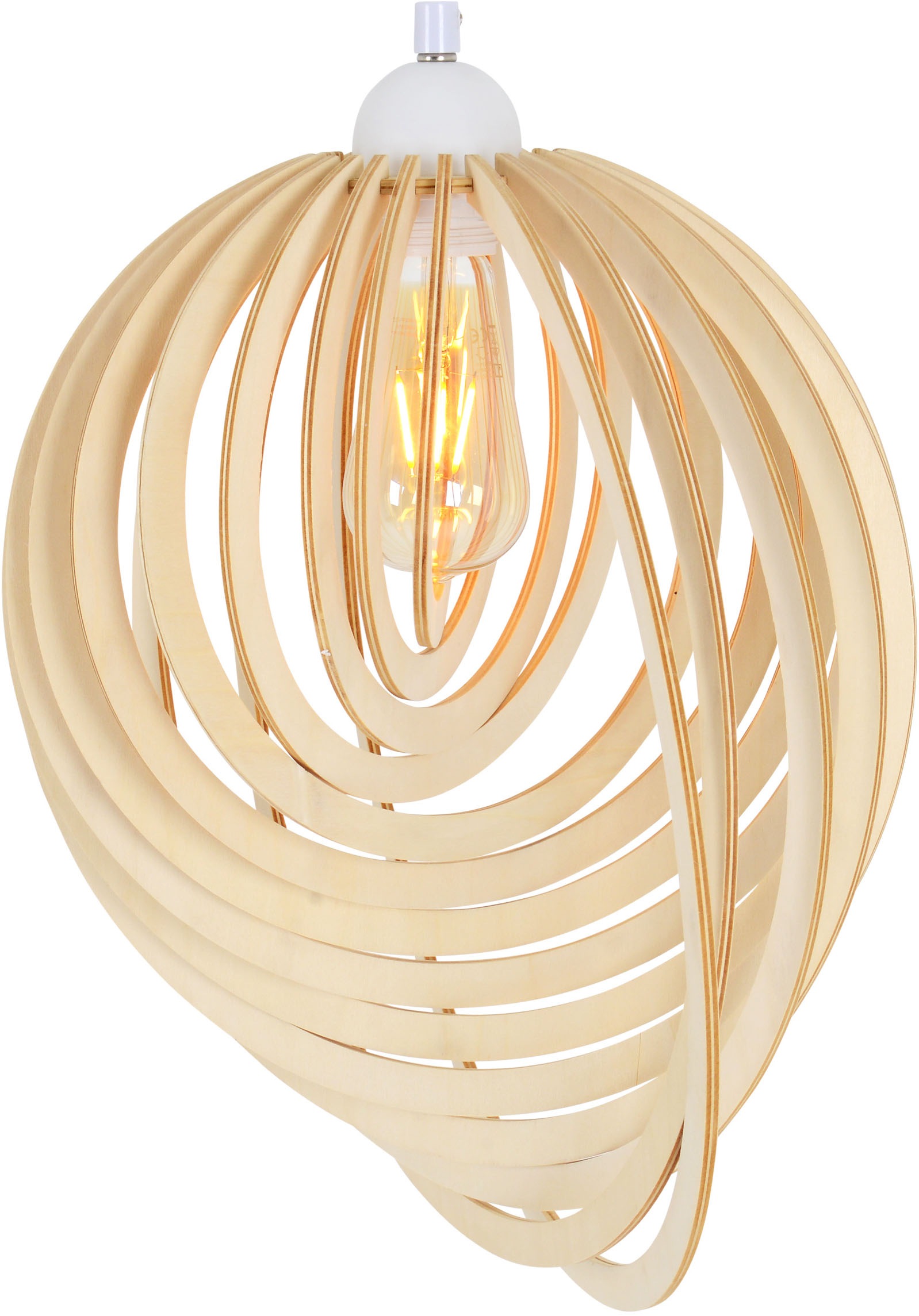 näve Pendelleuchte »Armella«, 1 flammig, Leuchtmittel E27 | ohne Leuchtmittel, Holz hellbraun, exkl. 1x E27 max. 40 W, H: ca. 145cm / D: ca. 40cm