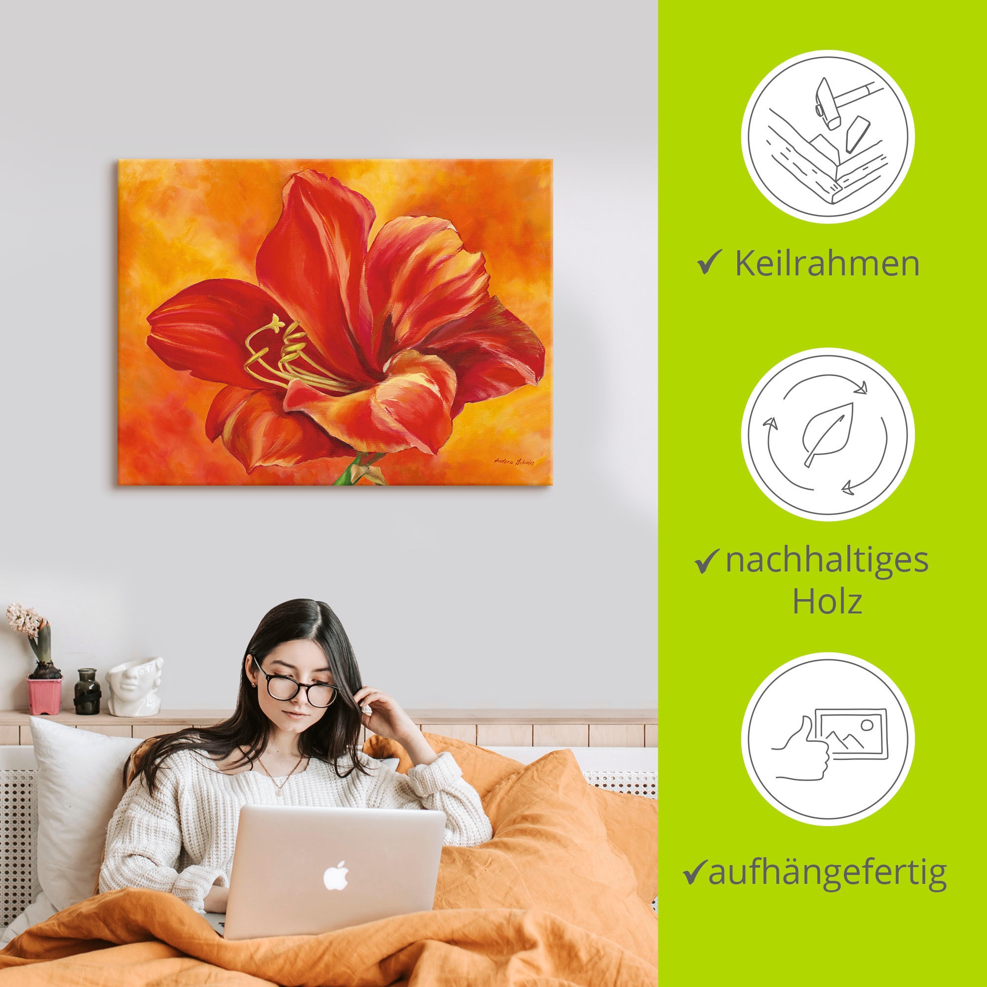 Artland Wandbild »Amaryllis«, Blumen, (1 St.), als Leinwandbild, Poster in verschied. Größen