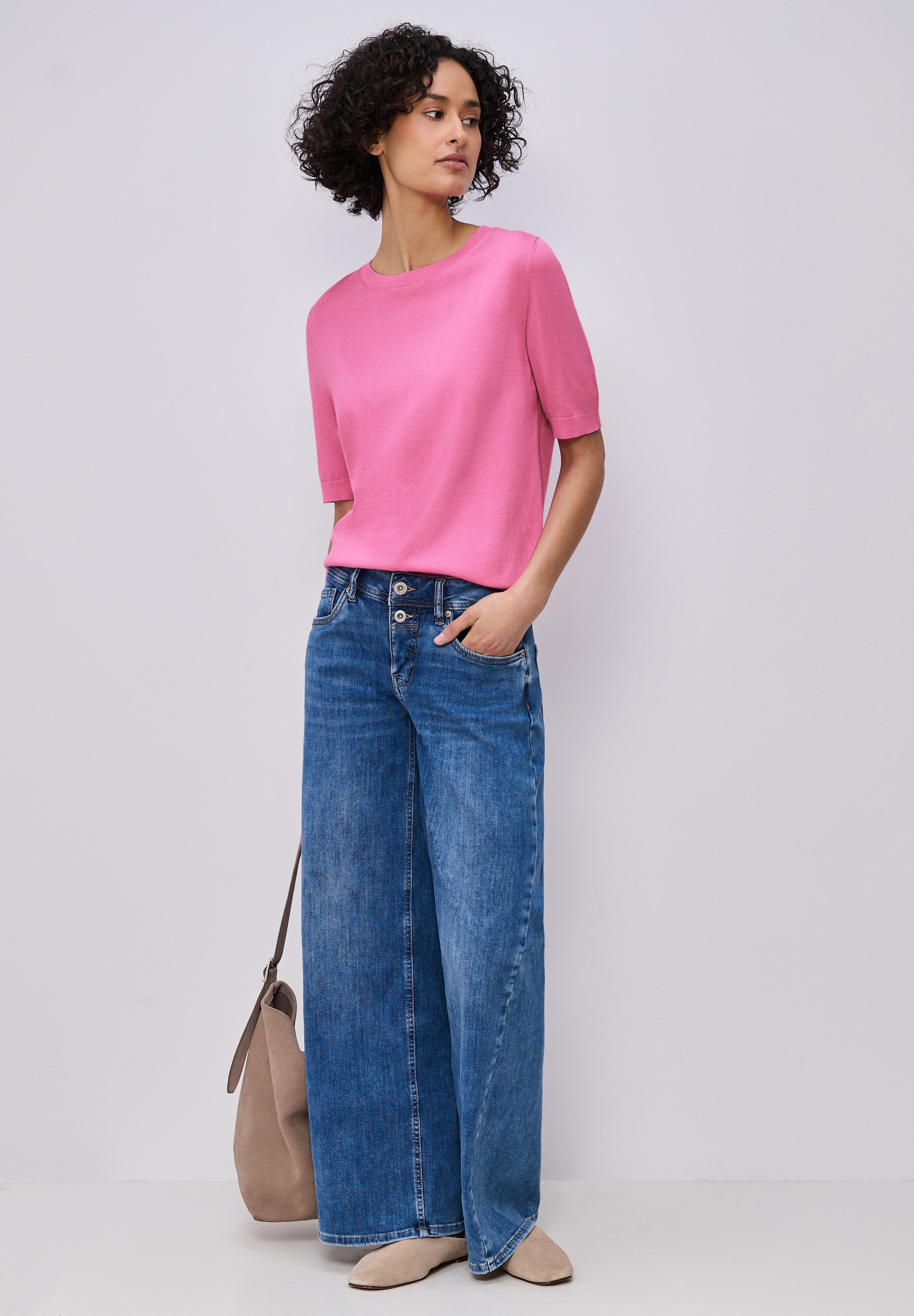 STREET ONE Rundhalspullover Rundhalsausschnitt